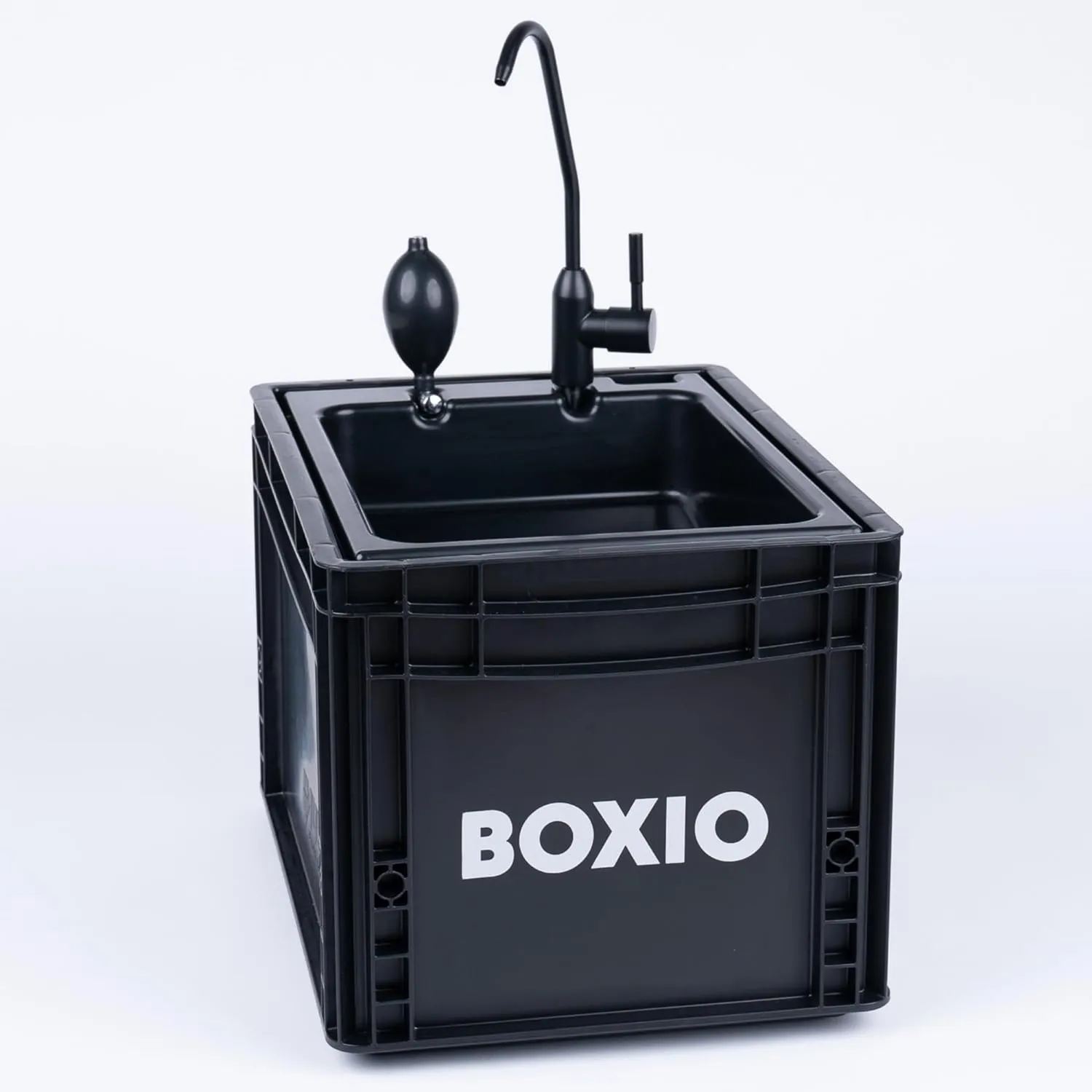 Bild von BOXIO mobiles Waschbecken aus Kunststoff in Schwarz für Van, Camping und Garten mit Wasserhahn