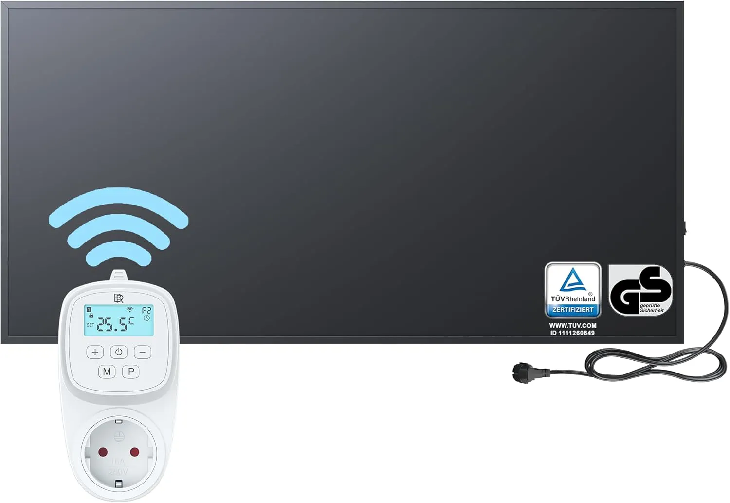 Bild von BR Bringer Infrarotheizung 1200 Watt mit Smart Thermostat und App in Schwarz, energiesparend mit 5 Jahren Garantie und TÜV GS