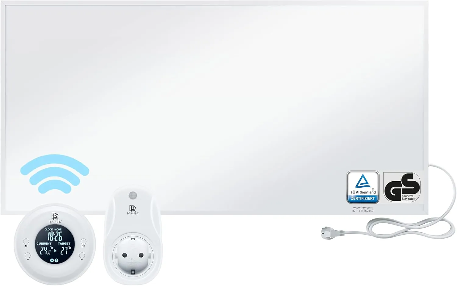 Bild von BR Bringer Infrarotheizung mit 1200 Watt und Thermostat, inklusive Fernbedienung, energiesparend und 5 Jahre Garantie, TÜV GS, in Weiß