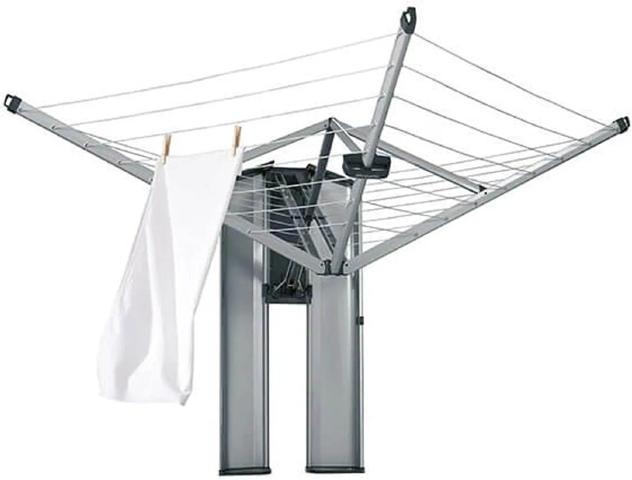 Bild von Brabantia WallFix Wandwäschetrockner mit 24 Metern Wäscheleine in Metallic Grey, platzsparend und geeignet für große Stücke, Maße 184 x 182 cm