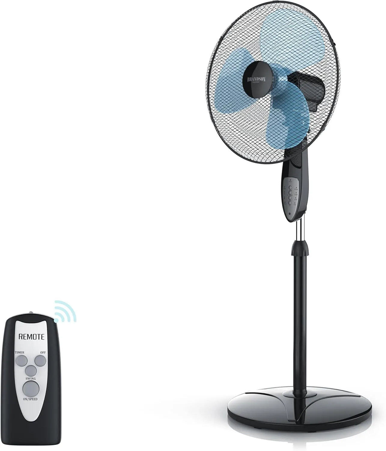 Bild von Brandson Standventilator mit Fernbedienung und höhenverstellbarem Standfuß, 50W, 3 Geschwindigkeitsstufen und 80° Oszillation