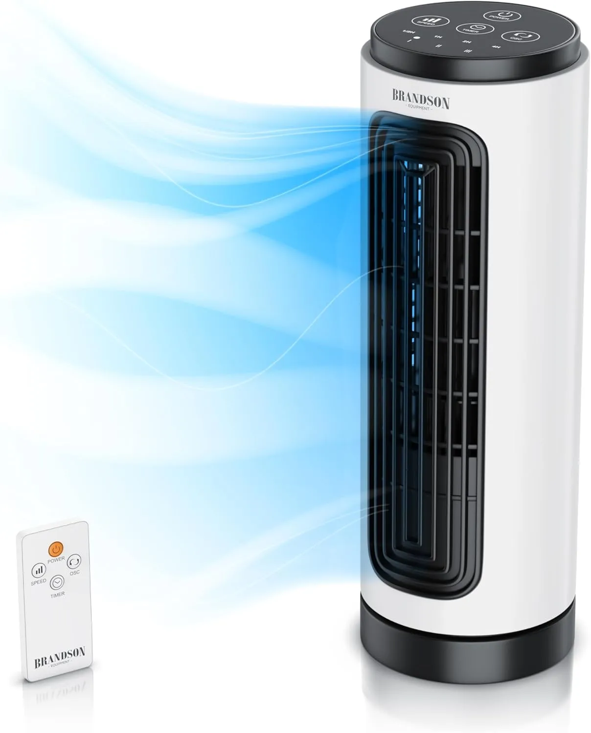 Bild von Brandson Turmventilator mit 60 Grad Oszillation und 3 Geschwindigkeiten, 31 cm, 20 Watt, ideal für Büro und Schlafzimmer