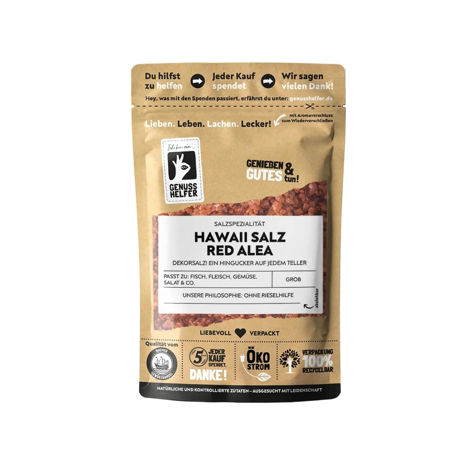 Bild von Bremer Gewürzhandel Hawaii Red Alea Meersalz in grober Form, 100 g
