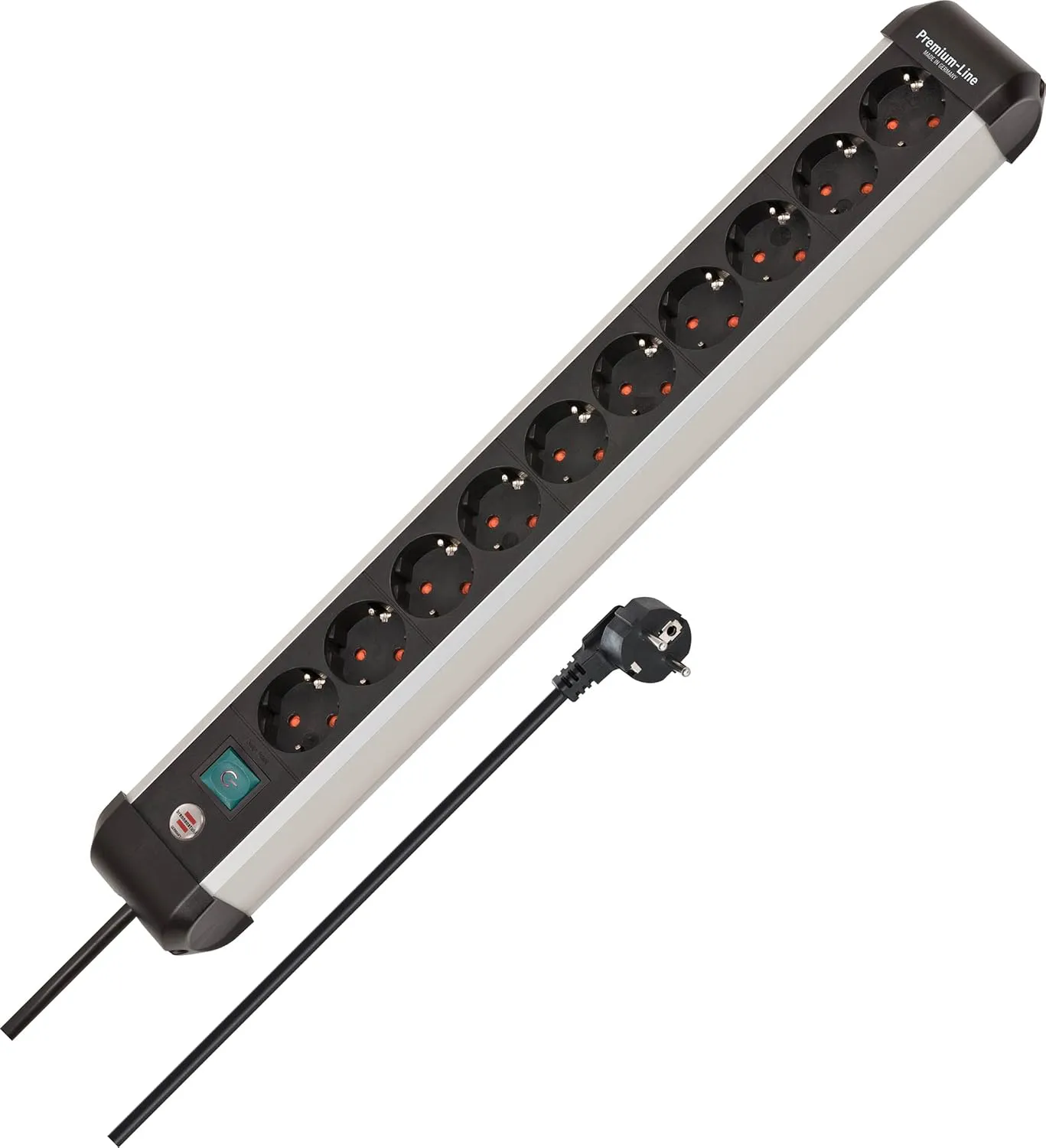 Bild von Brennenstuhl Premium Alu Line Steckdosenleiste mit 10 Anschlüssen und 3 Meter Kabel, Made in Germany