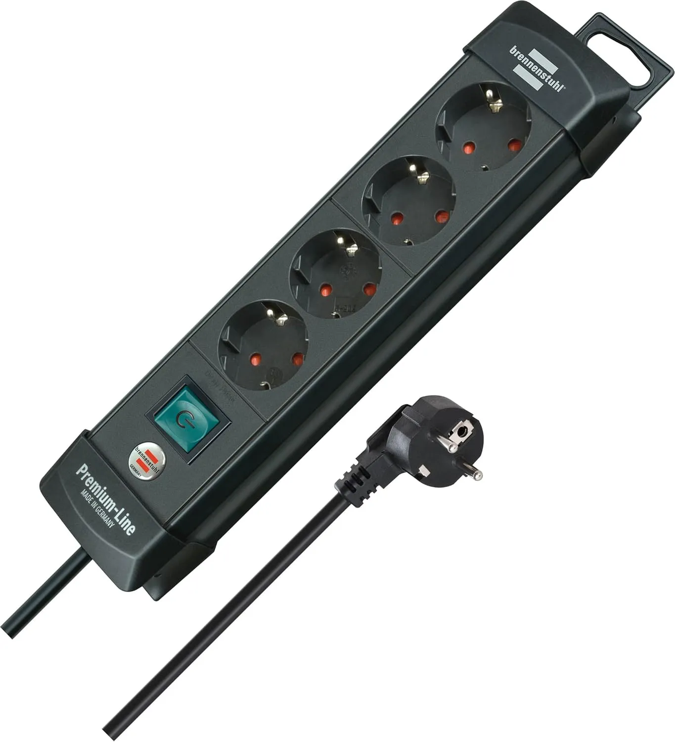 Bild von Brennenstuhl Premium-Line 4-fach Steckdosenleiste mit Schalter und 1,8 m Kabel in Schwarz, Made in Germany