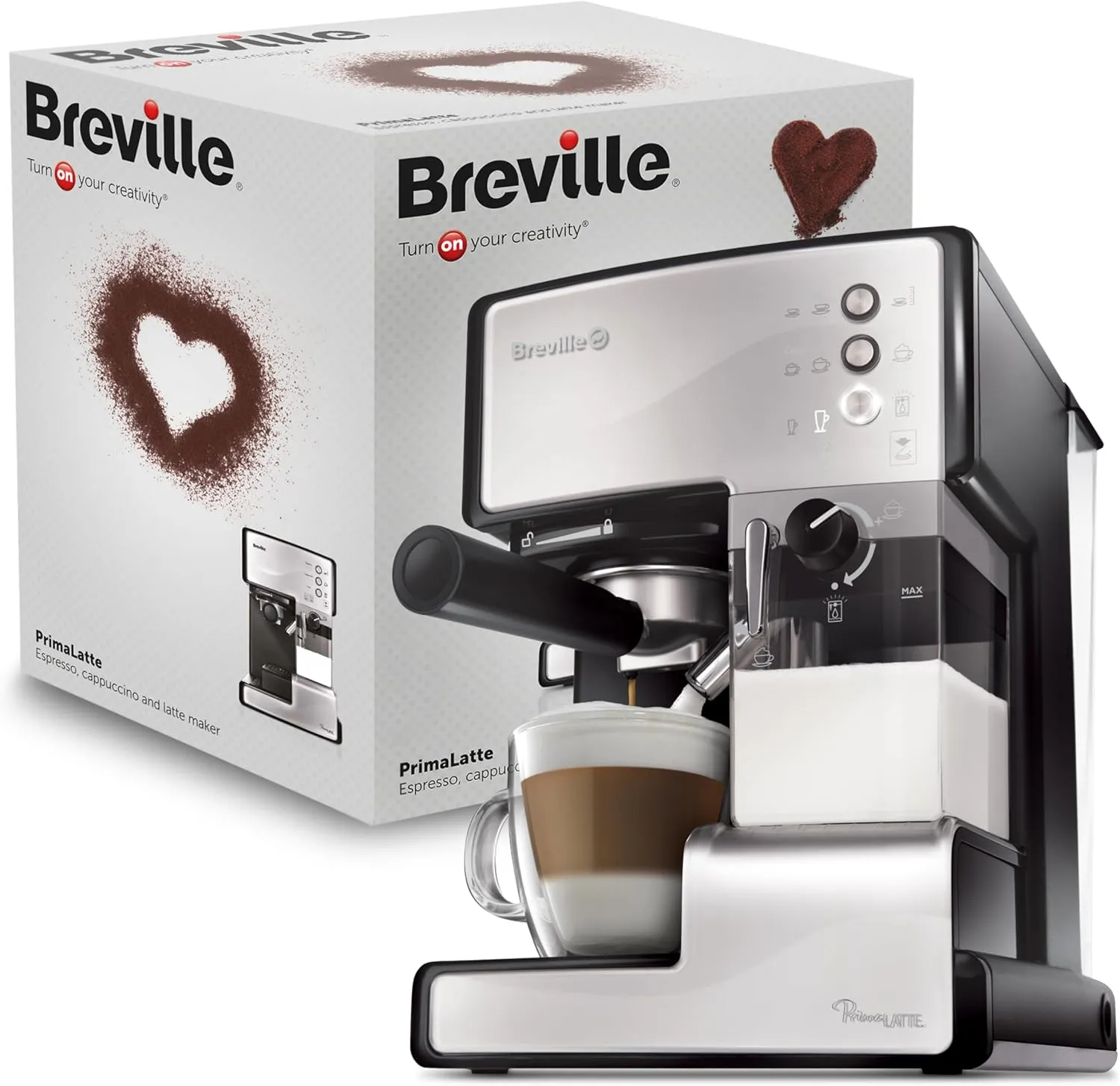 Bild von Breville PrimaLatte VCF045X Kaffee- und Espressomaschine mit 15 Bar Pumpe und integriertem Milchschäumer