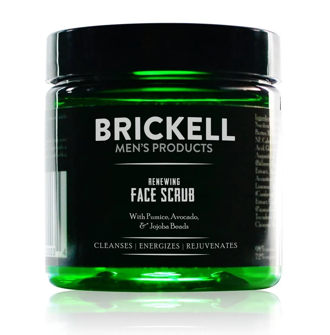 Bild von Brickell Men's Renewing Face Scrub 118 ml für Männer mit Jojoba Perlen, Kaffee-Extrakt und Bimsstein