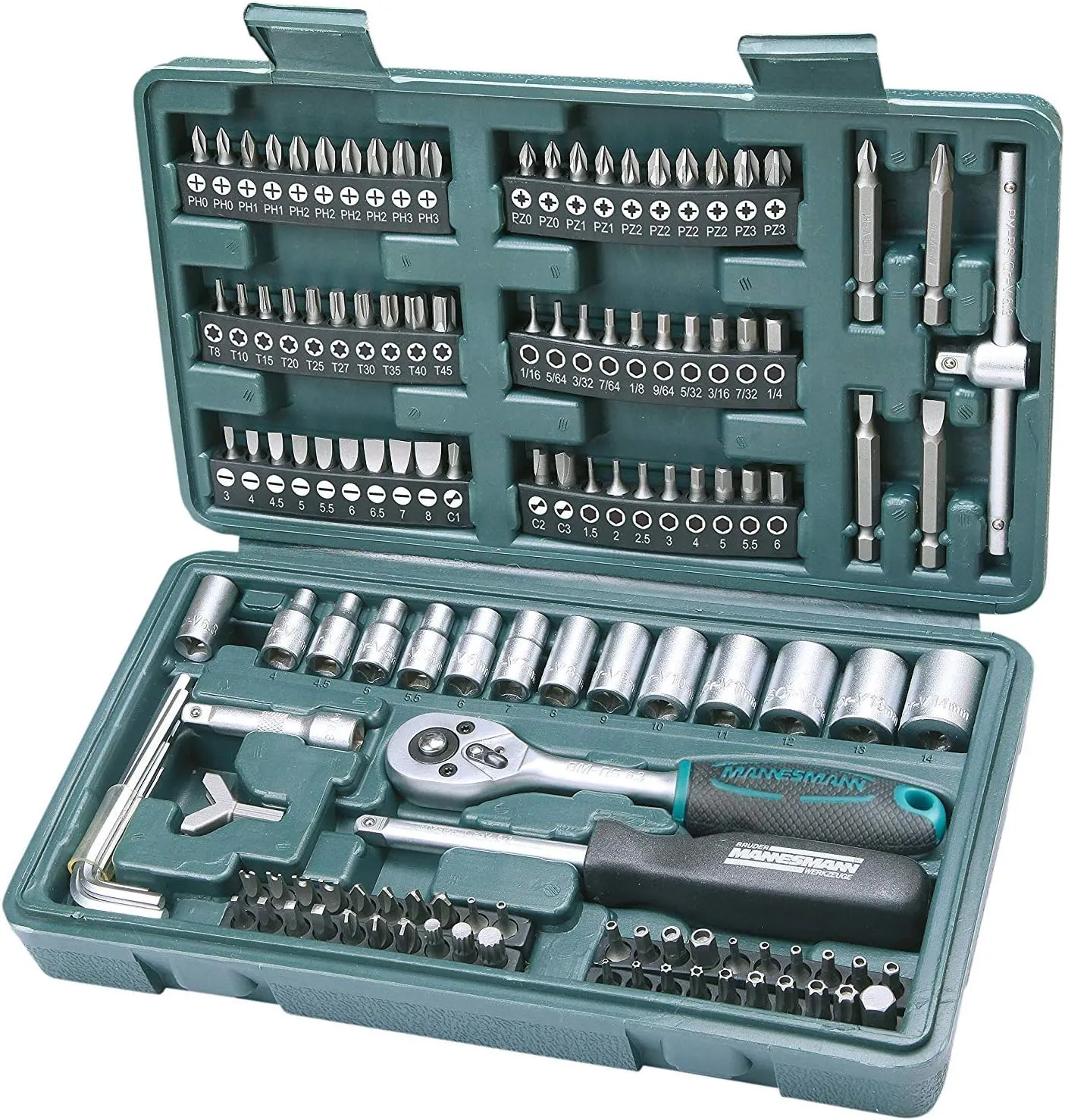 Bild von Brüder Mannesmann 130-teiliges Steckschlüssel- und Bitsatz Set M29166