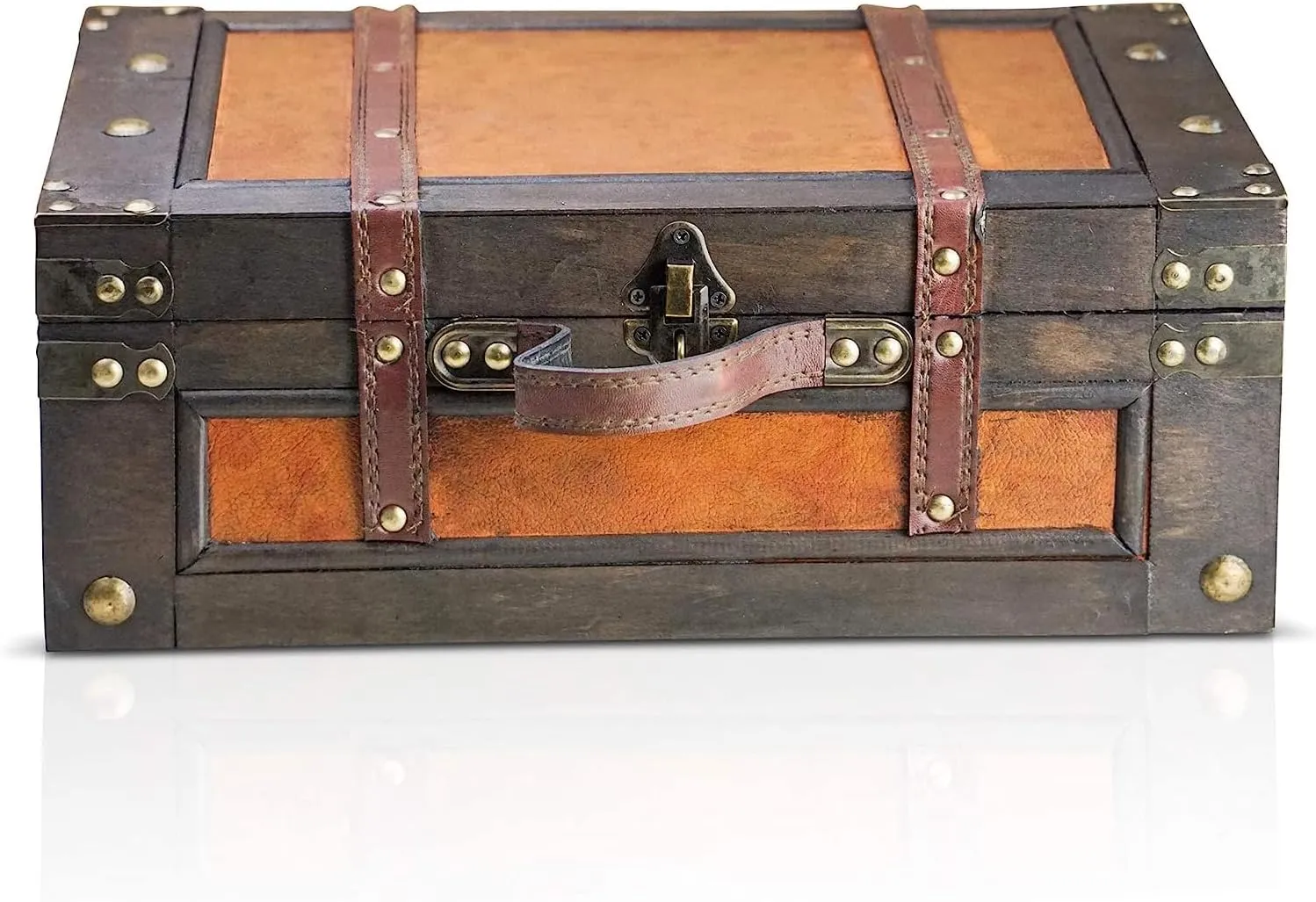 Bild von Brynnberg verschließbare Schatztruhe in Antikbraun mit den Maßen 38x27x14 cm als dekorative Aufbewahrungsbox