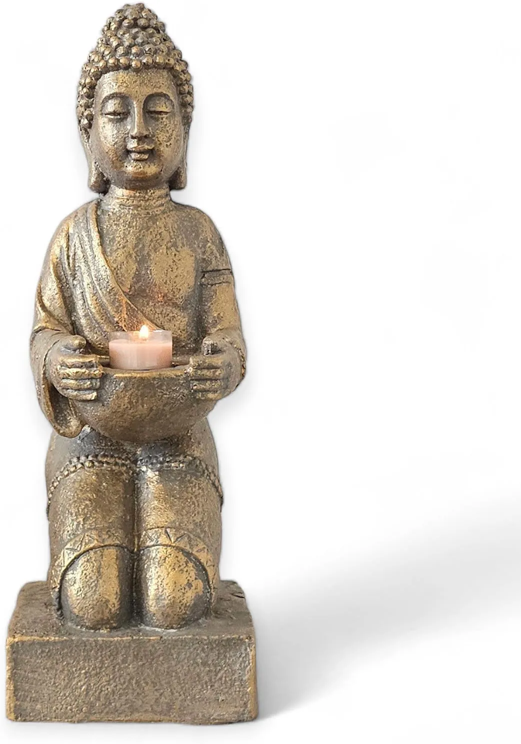 Bild von Buddha Figur mit Teelichthalter aus Bronze, 42 cm