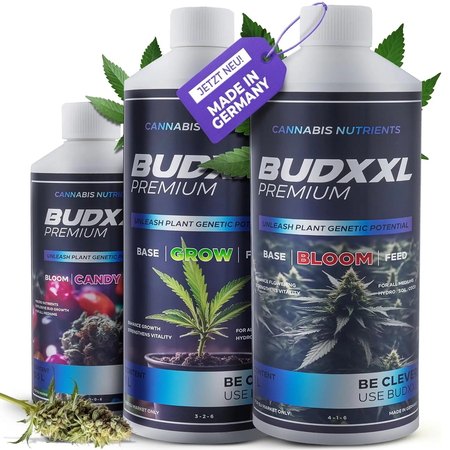 Bild von BUDXXL Dünger Set mit 2,5 Litern für Wachstum und Blüte, ökologisch und vegan, Made in Germany