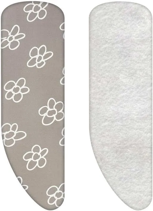 Bild von Bügeltischbezug Set mit asymmetrischem Design und Molton-Unterlage in Blumen Grau, Größe A-XL