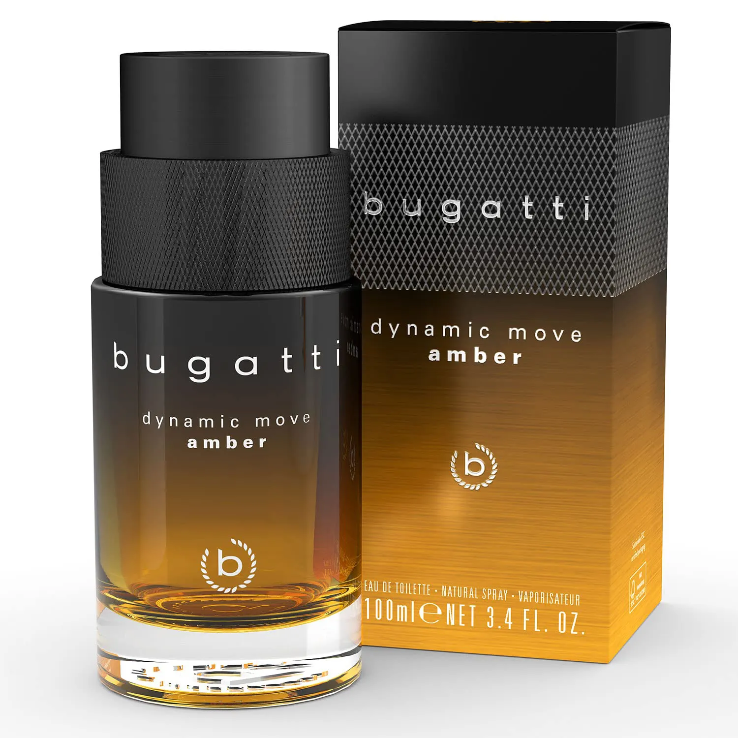Bild von Bugatti Dynamic Move Amber Herrenparfüm 100 ml mit rauchig-warmen Noten von Zimt, Tabak und Cypriol