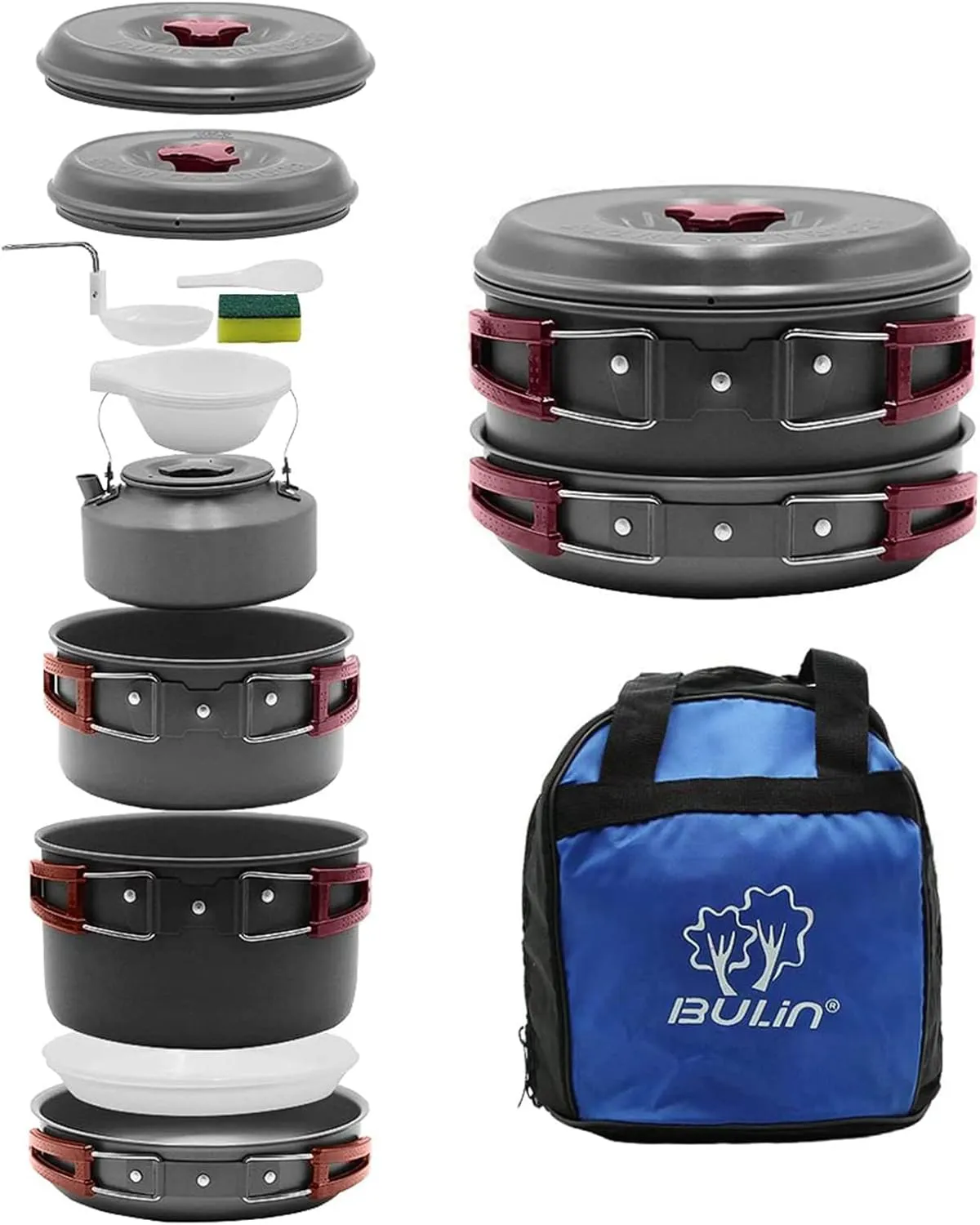 Bild von Bulin Camping Kochgeschirr Set aus Aluminium für 1-2 Personen