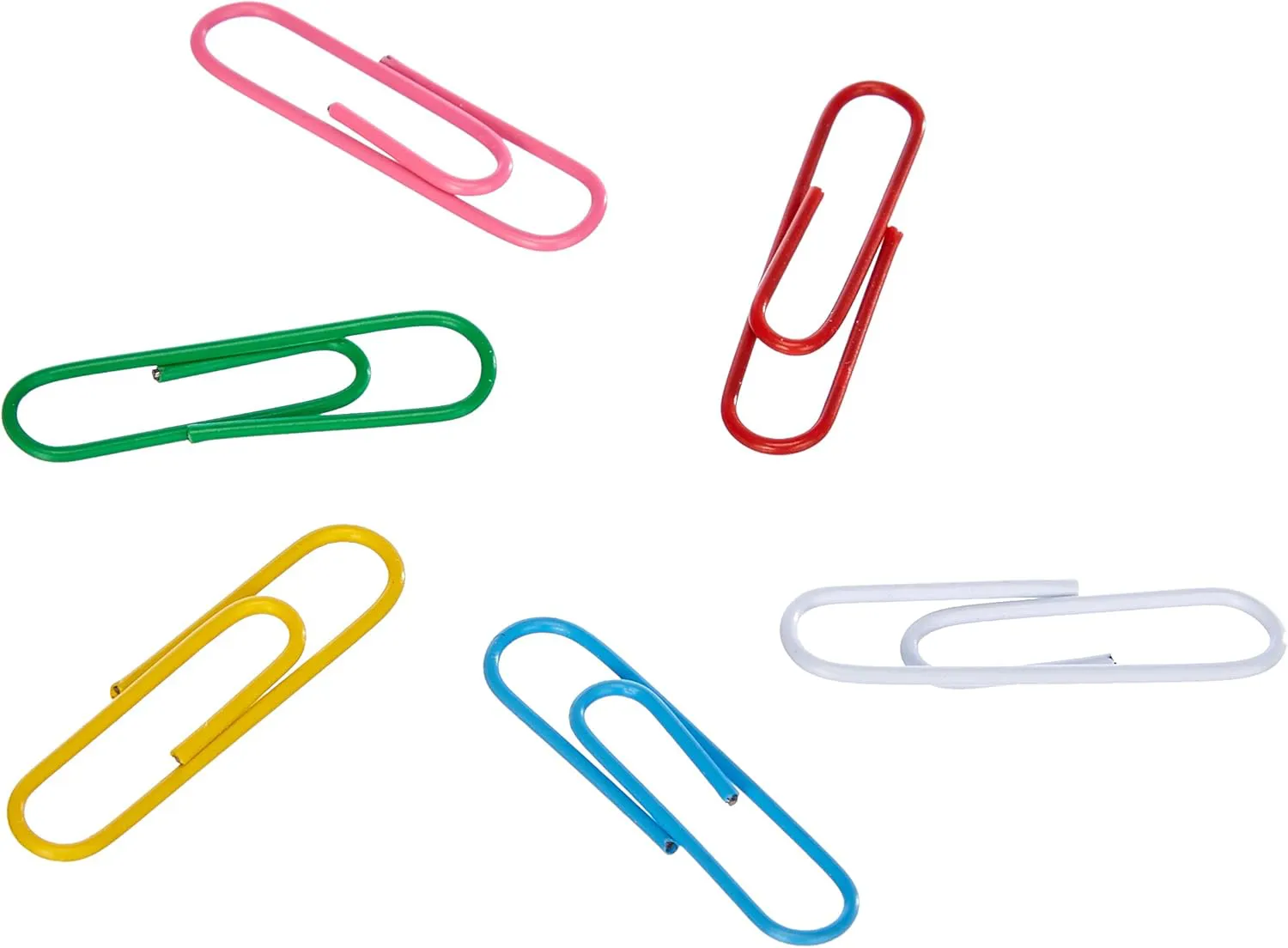 Bild von Bunte verzinkte Büroklammern 32 mm in einer Packung mit 100 Stück