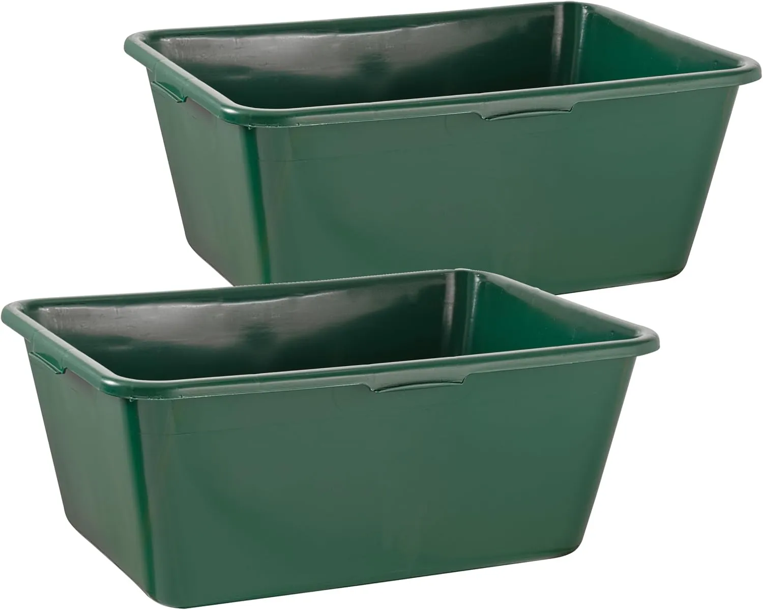 Bild von BURI 2er Set Wildwanne mit 90 Litern in grün, eckig und lebensmittelecht, ideal als Futterwanne oder Pferdetränke, stapelbar und robust