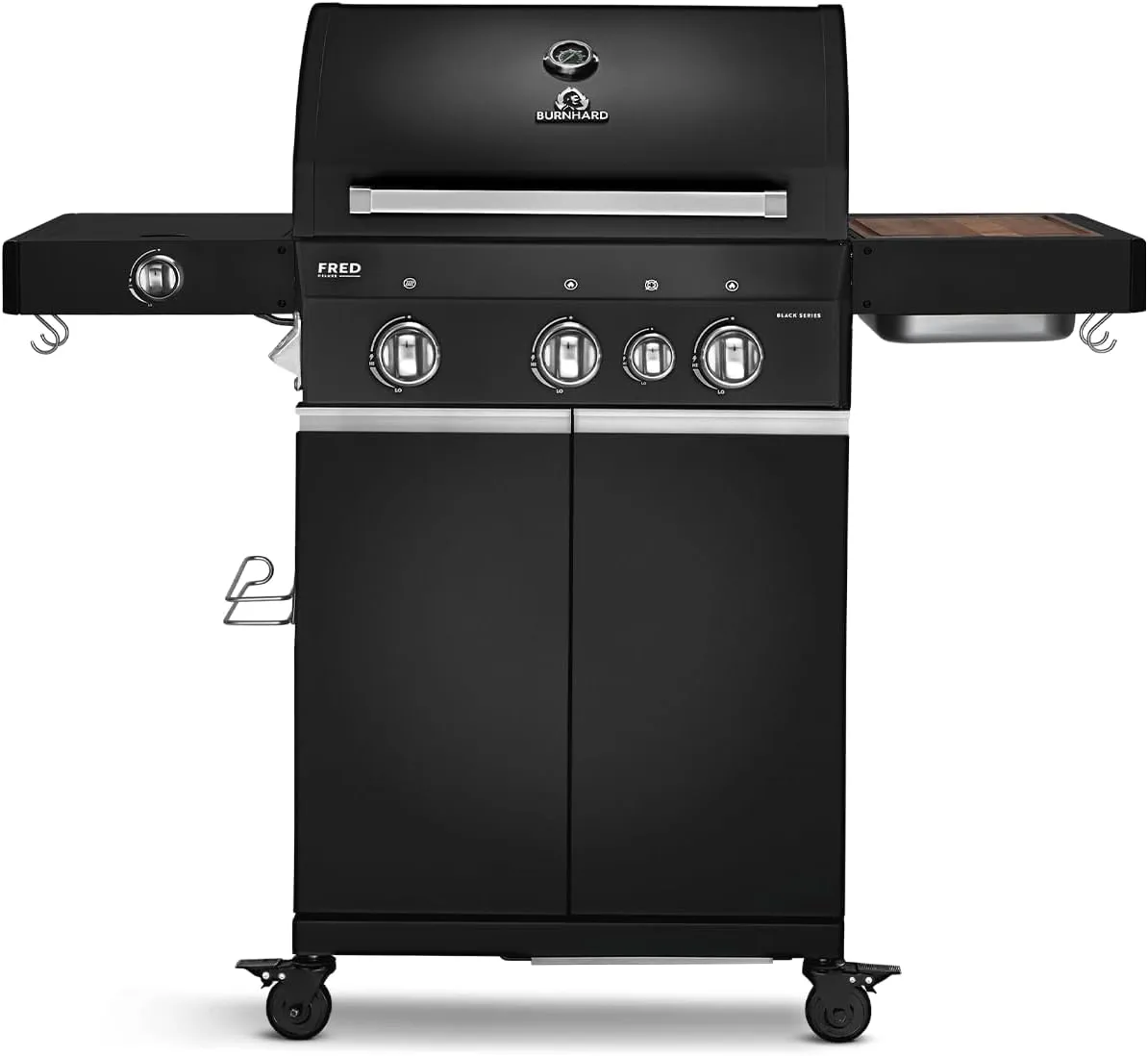 Bild von BURNHARD FRED Deluxe Gasgrill mit 3 Brennern, Infrarot-Keramikbrenner, Seitenkochfeld und Gusseisen-Grillrost