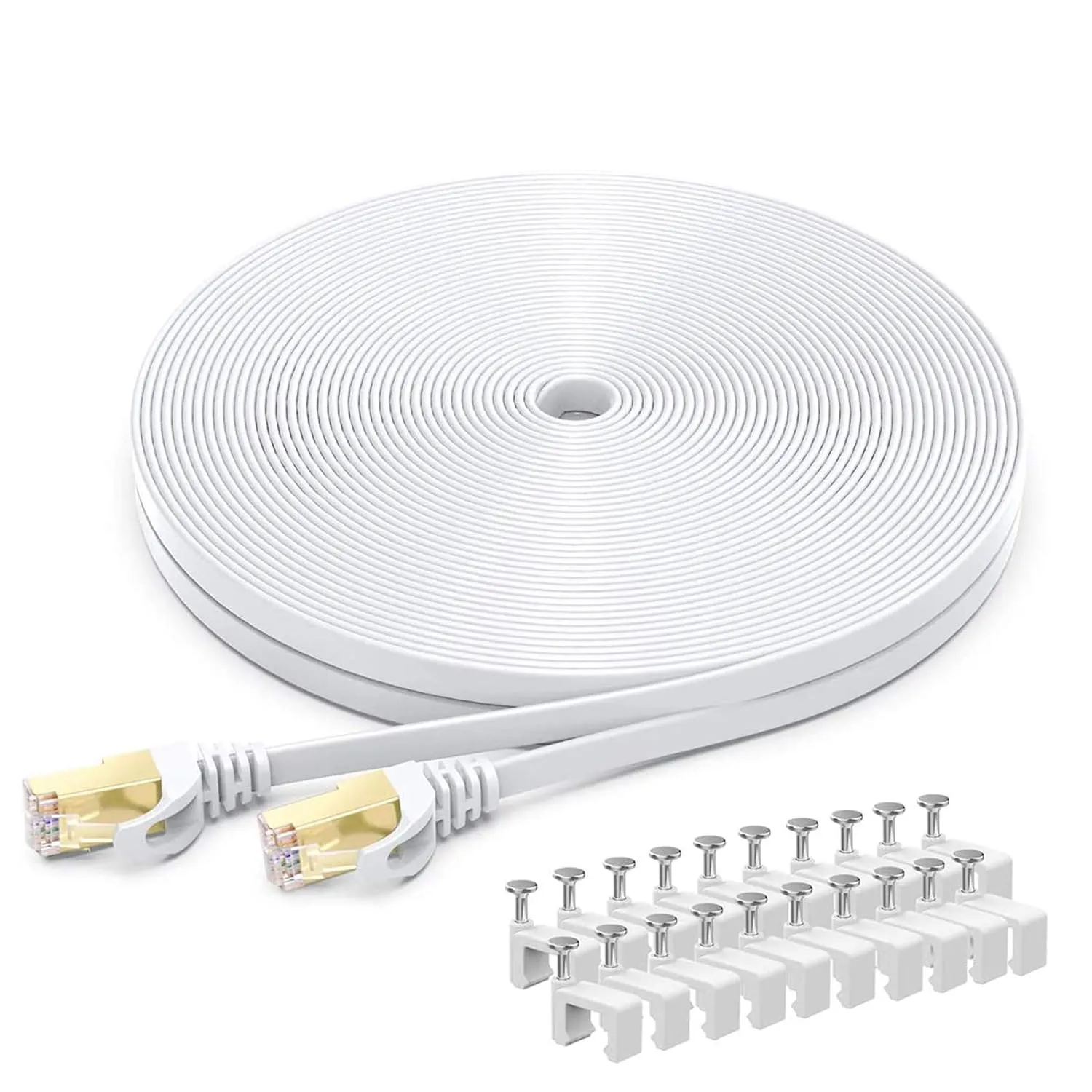 Bild von BUSOHE Cat 8 Ethernet Kabel mit 25 Metern Länge und 40 Gbps für Router, Modem, PC und Laptop in Weiß