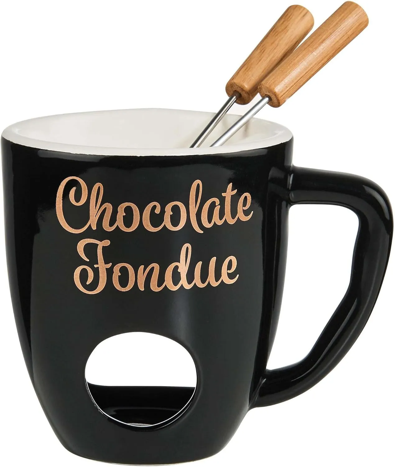 Bild von Butlers Schokoladenfondue Set für zwei Personen mit Porzellantasse und Edelstahlgabeln