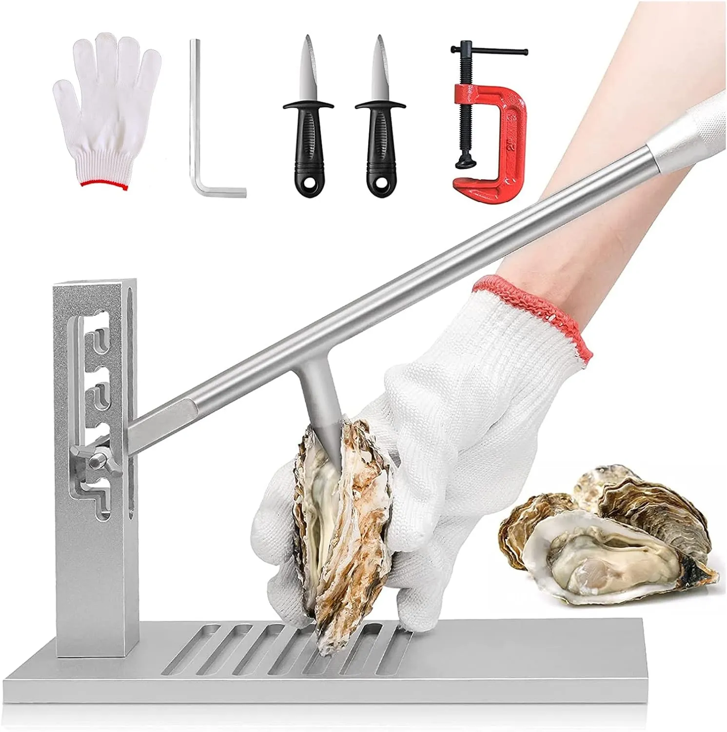 Bild von Buttwo Edelstahl Austernöffner Set mit 2 Messern und Handschuh für Profis und Haushalte