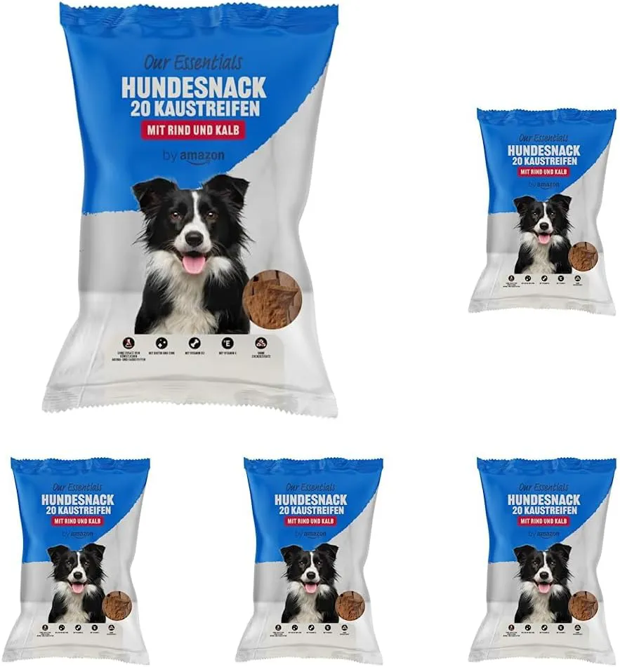 Bild von by Amazon 5er-Pack mit 20 Kausstreifen für Hunde aus Rind und Kalb, 200 g