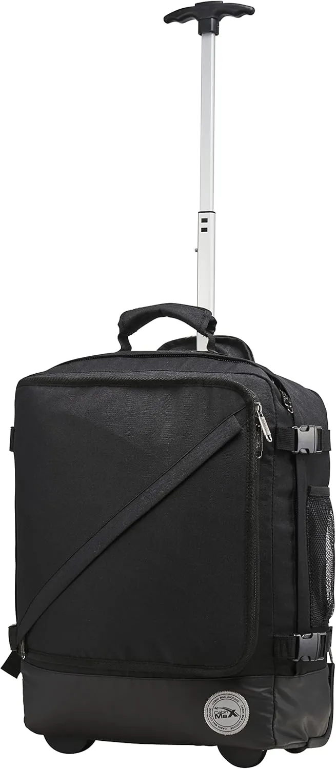 Bild von Cabin Max Greenwich 30L Hybrid Trolley Rucksack in Schwarz für Easyjet Handgepäck mit den Maßen 45 x 36 x 20 cm