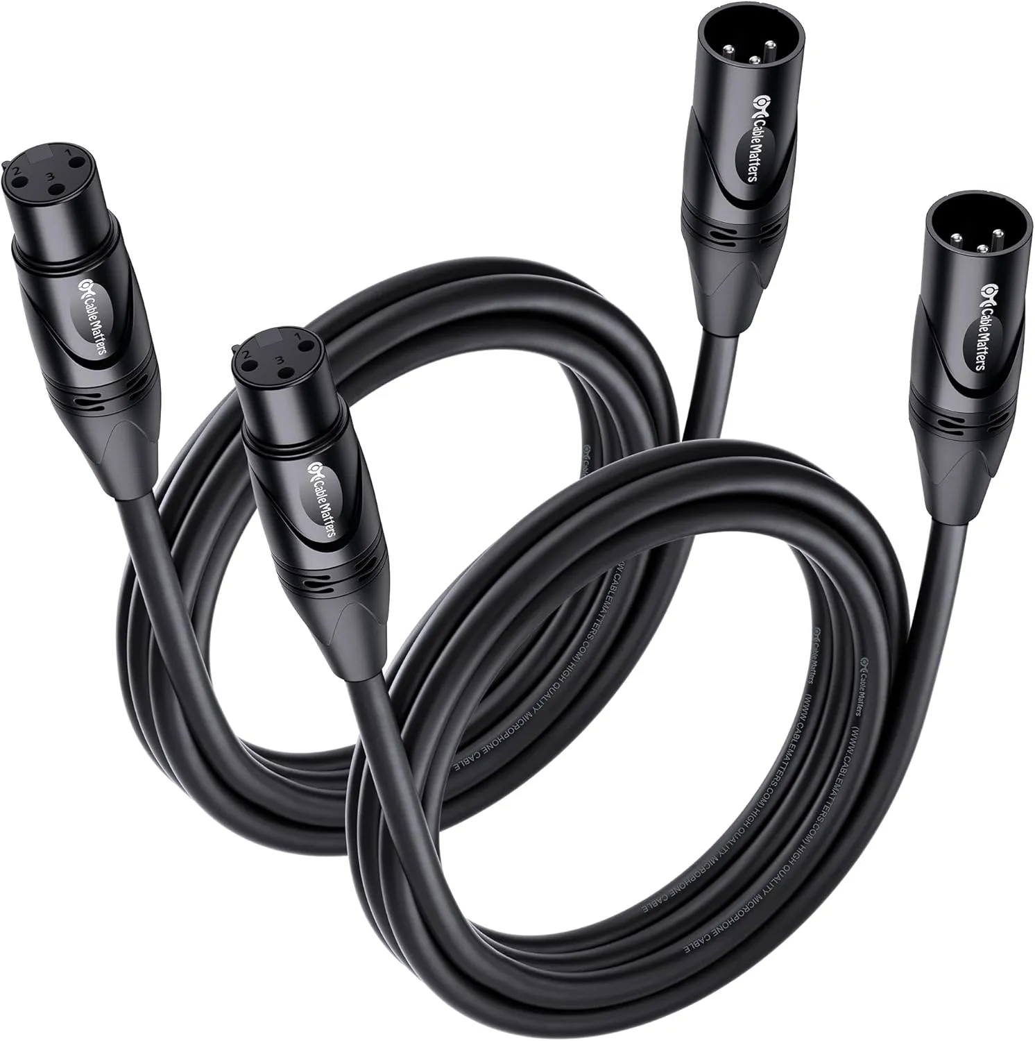 Bild von Cable Matters 2er Pack Premium XLR Mikrofonkabel mit 1,8 Meter Länge