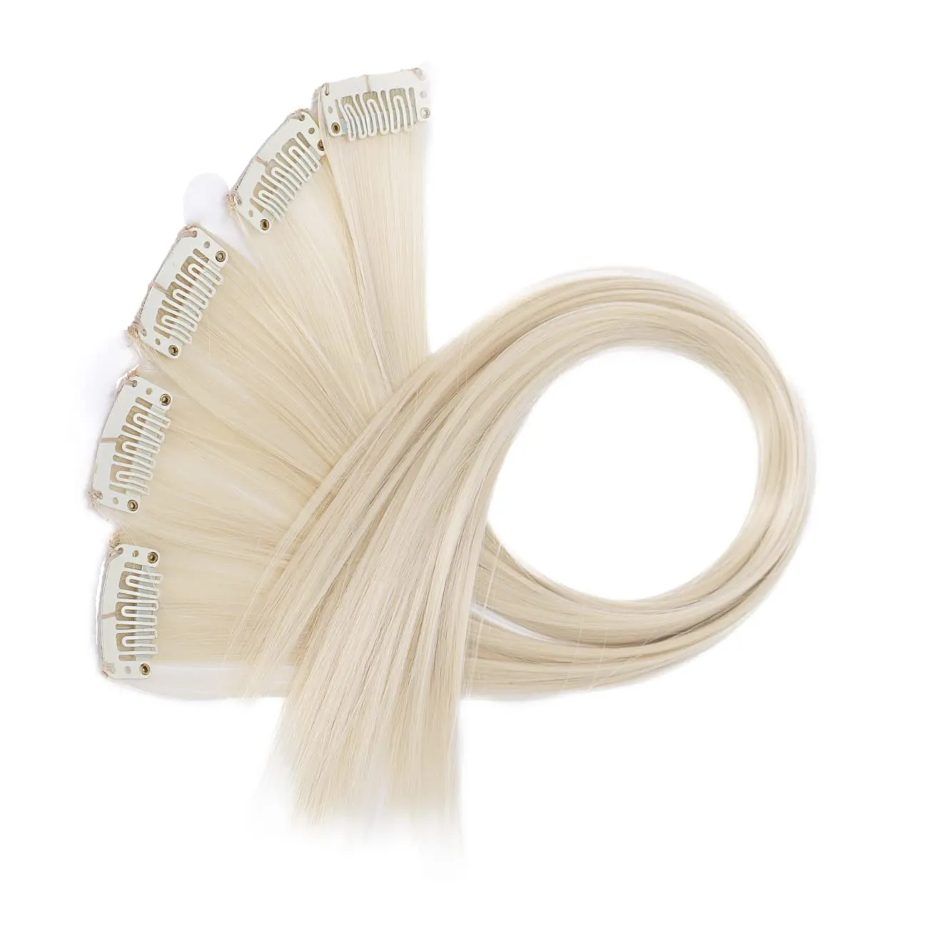Bild von CAISHA 5-teiliges Set mit 60 cm langen, bunten Clip-in Strähnen für Haarverlängerungen in glatt und blond, Artikelnummer BST129