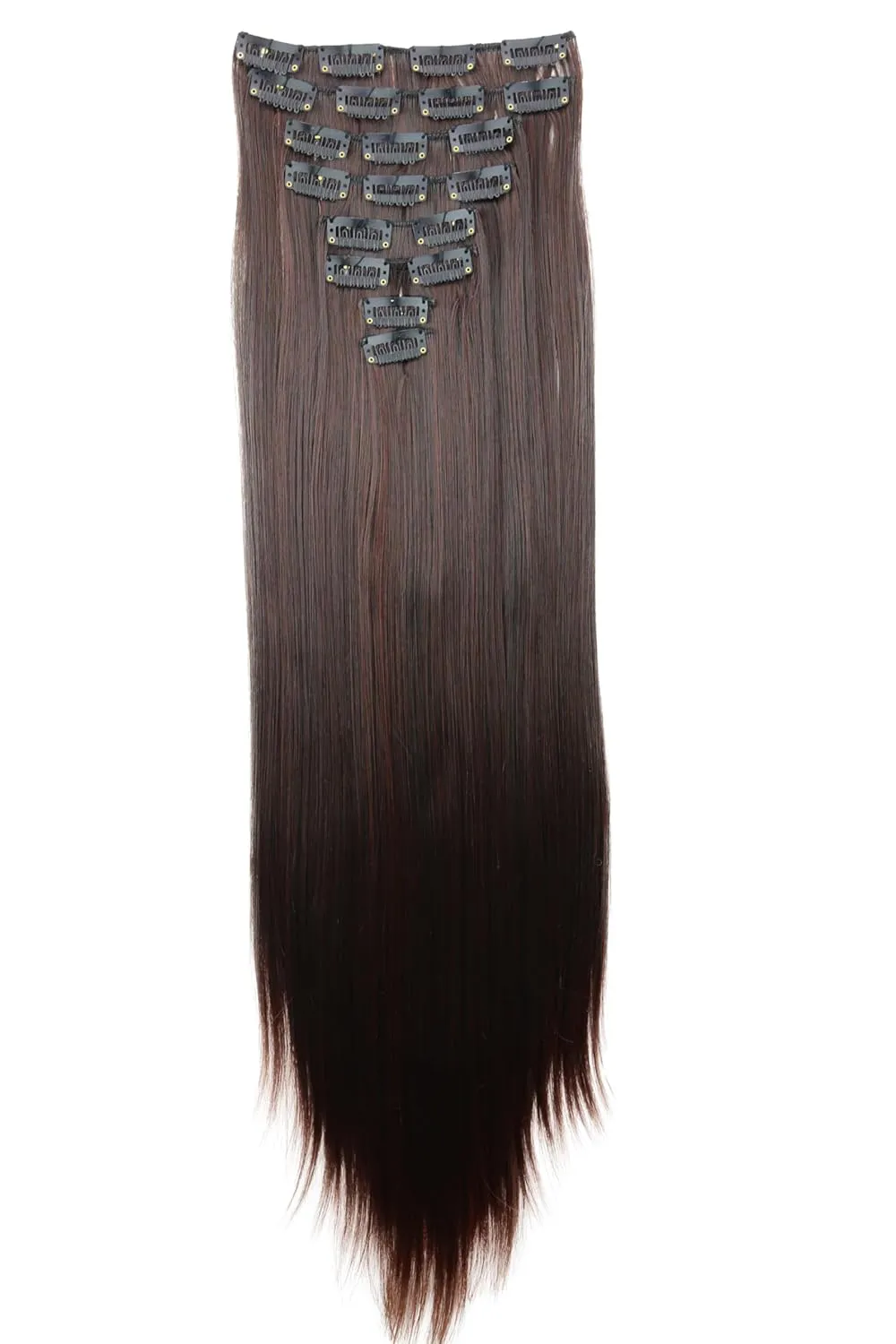 Bild von CAISHA CES23 Clip In Extensions Set mit 8 Teilen in 60 cm Länge und dunkelbraunem Mix