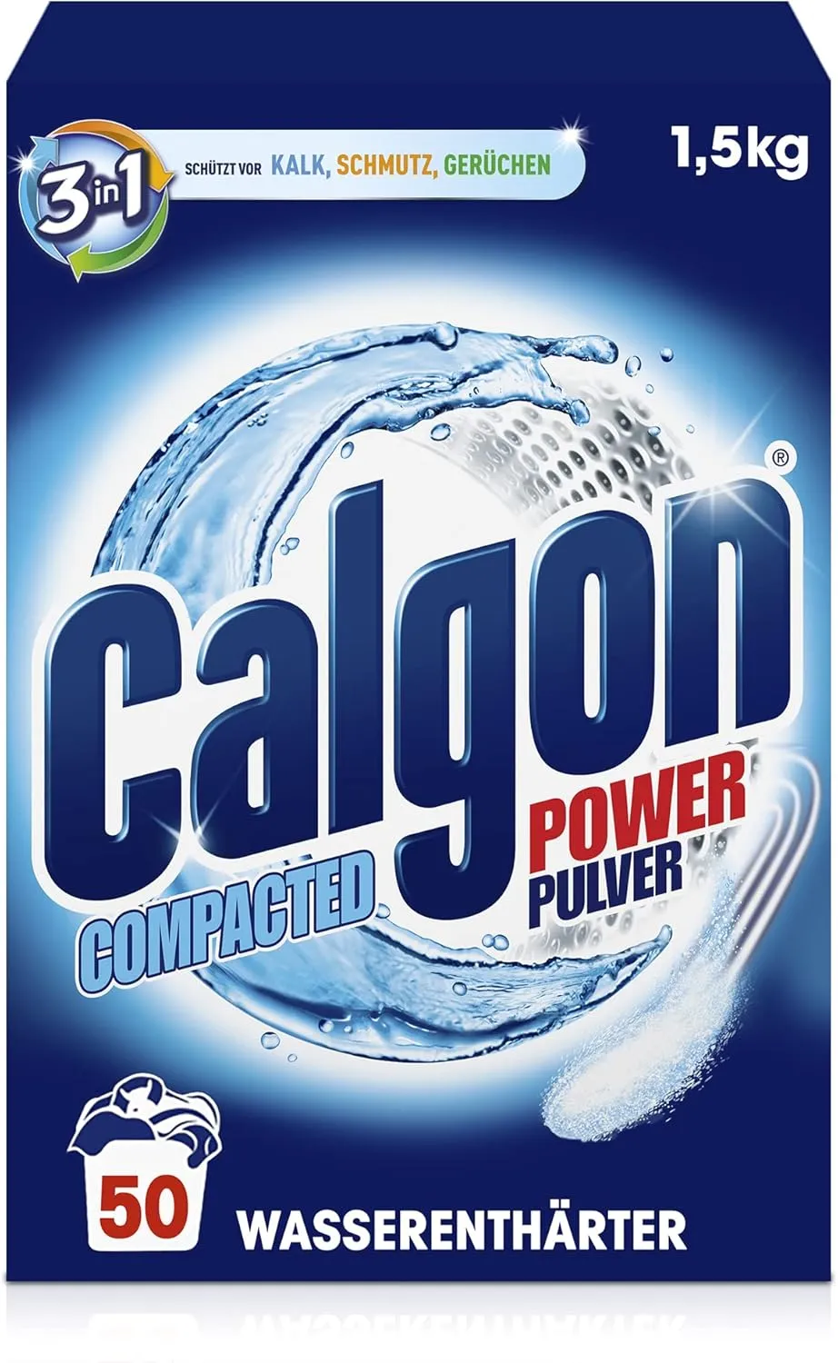 Bild von Calgon 3-in-1 Power Pulver 1,5 kg als Wasserenthärter gegen Kalk und Schmutz in der Waschmaschine