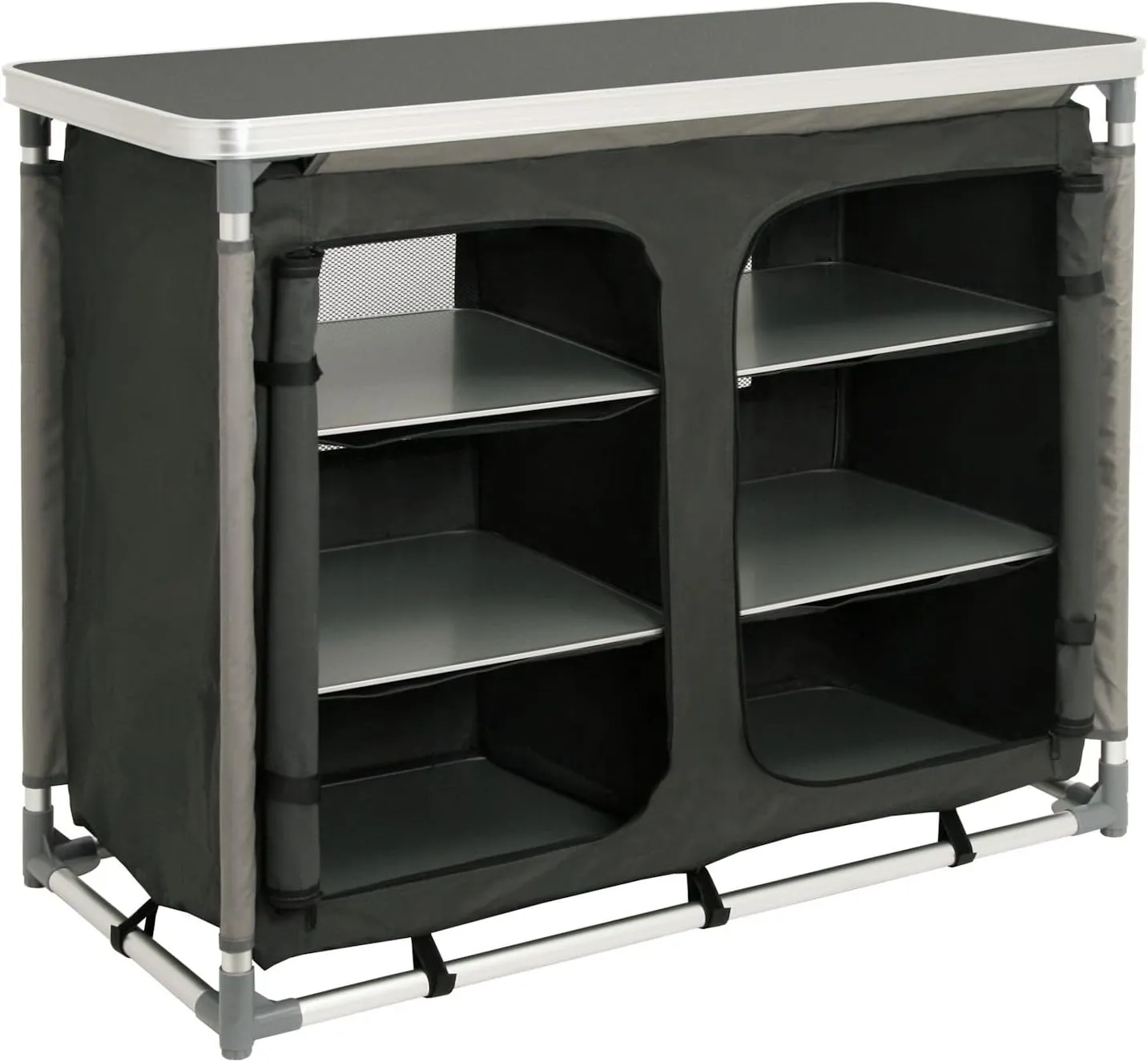 Bild von CampFeuer faltbarer Campingschrank mit Aluminiumgestell, 102 cm x 47 cm x 82 cm, inkl. 2 Reißverschluss Öffnungen