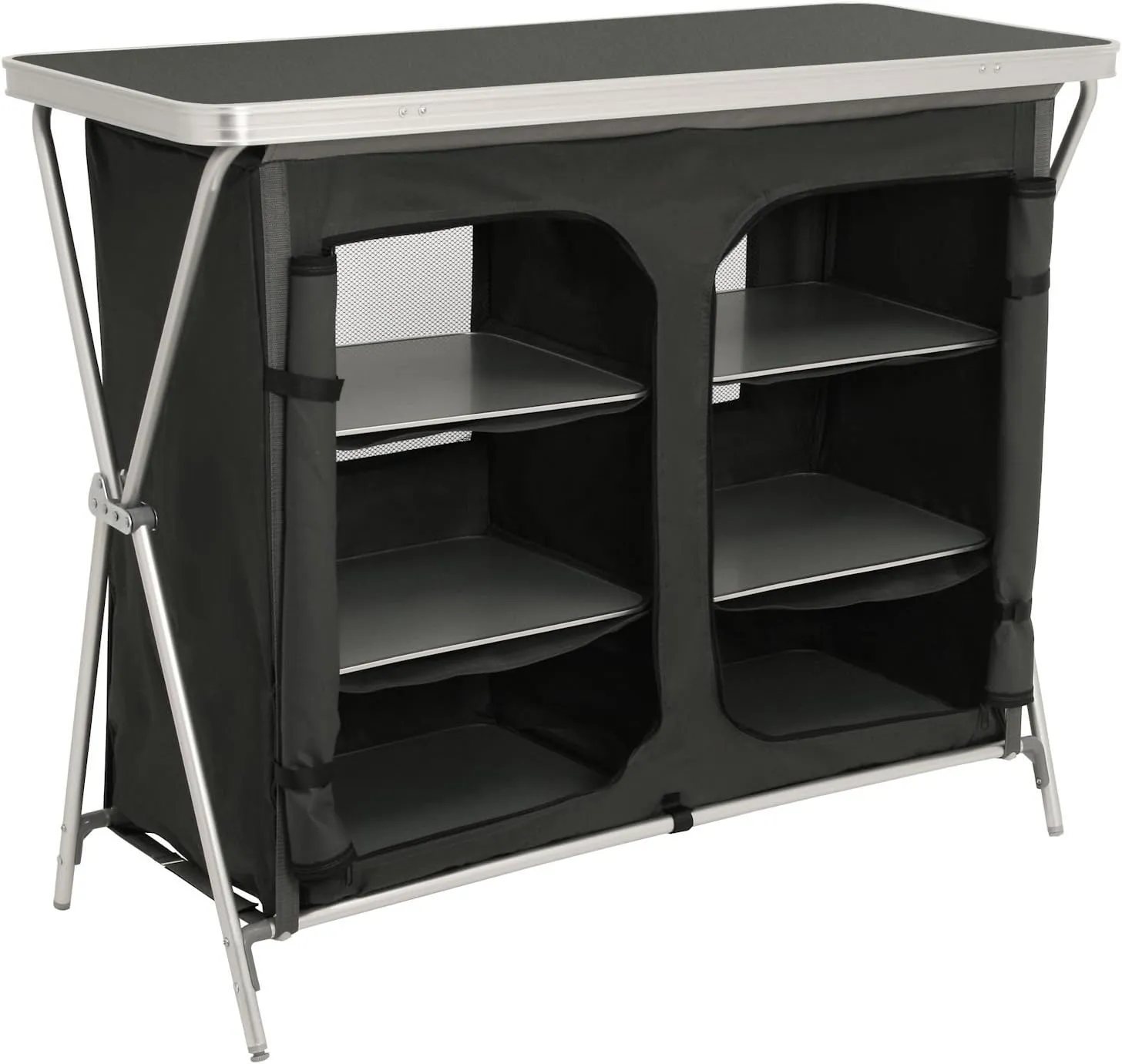 Bild von CampFeuer faltbarer Campingschrank mit Aluminiumgestell und zwei Reißverschluss Öffnungen, Maße 110 cm x 47 cm x 90 cm