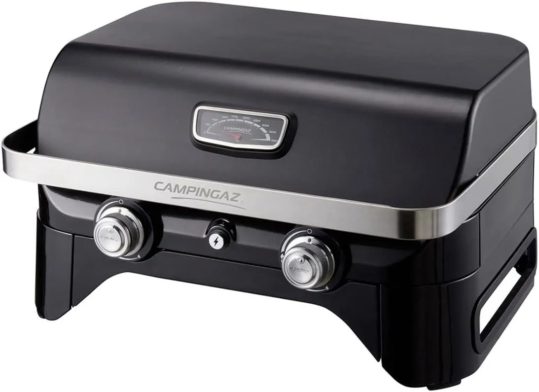 Bild von Campingaz Attitude 2100 LX tragbarer Gasgrill mit 2 Brennern und 5 kW Leistung, inklusive Deckel, Thermometer und Gusseisen-Grillrost
