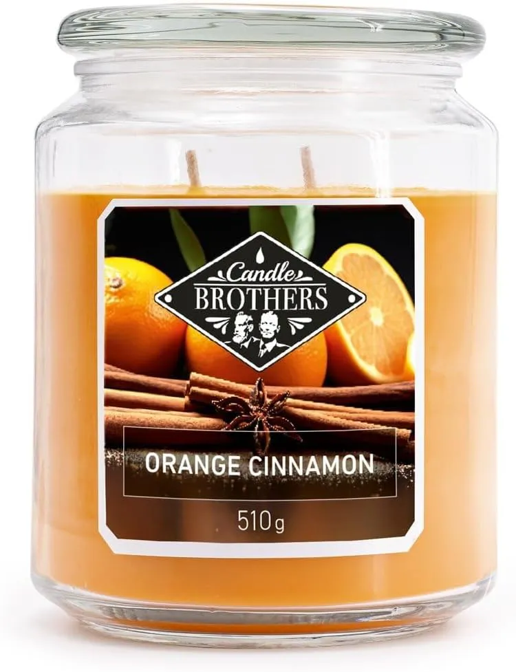 Bild von Candle Brothers große Duftkerze Orange Zimt im Glas mit langer Brenndauer von 100 Stunden und mehreren Dochten