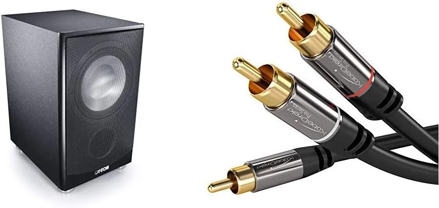 Bild von Canton AS 85.3 SC Aktiv-Subwoofer in Schwarz mit 200/280 Watt und einem 3 Meter Cinch Y-Kabel für HiFi-Anlagen