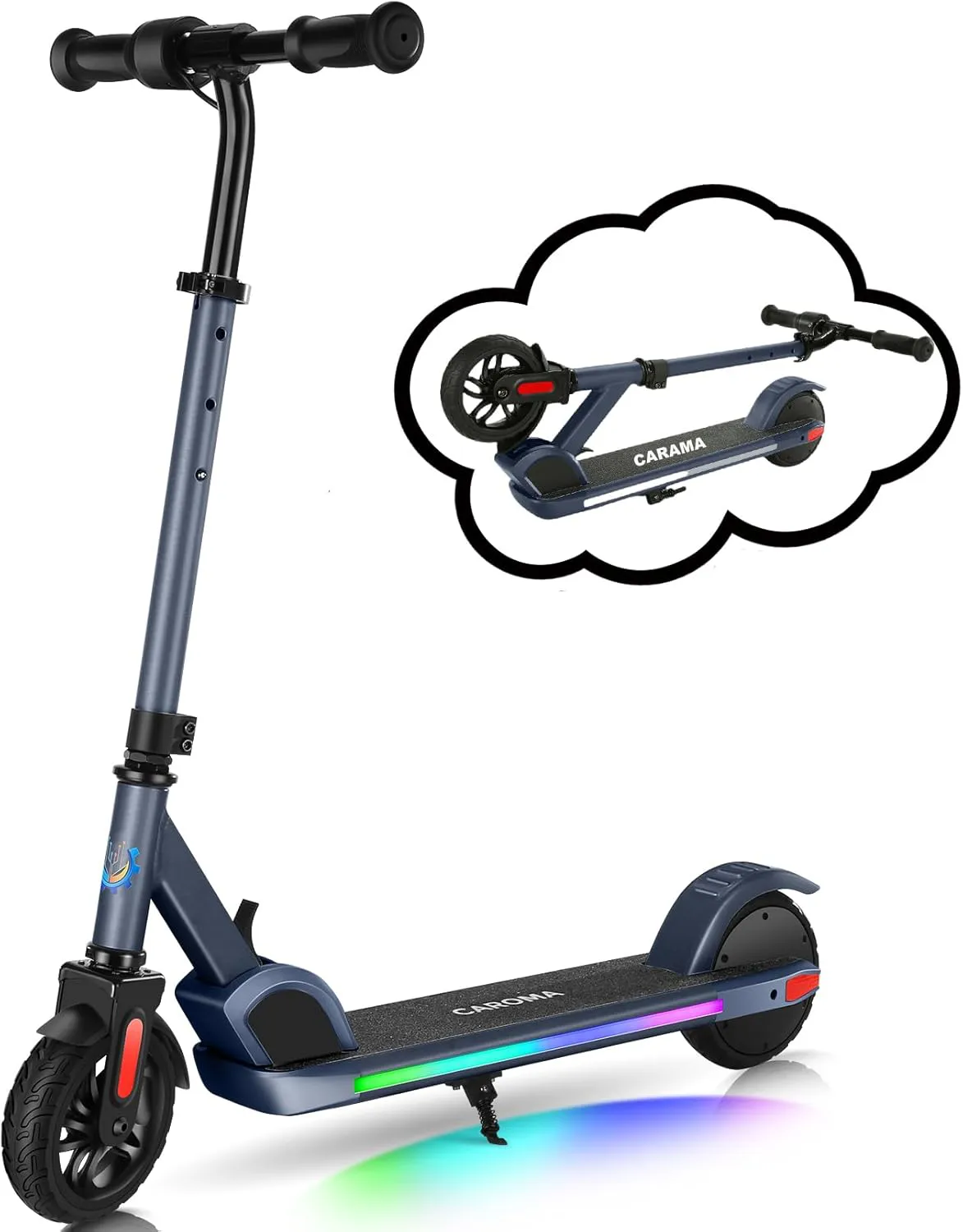 Bild von Caroma E Scooter für Kinder von 8 bis 12 Jahren mit 150W Motor, max. 16 km/h, faltbar, einstellbare Geschwindigkeit und Höhe, LED Display