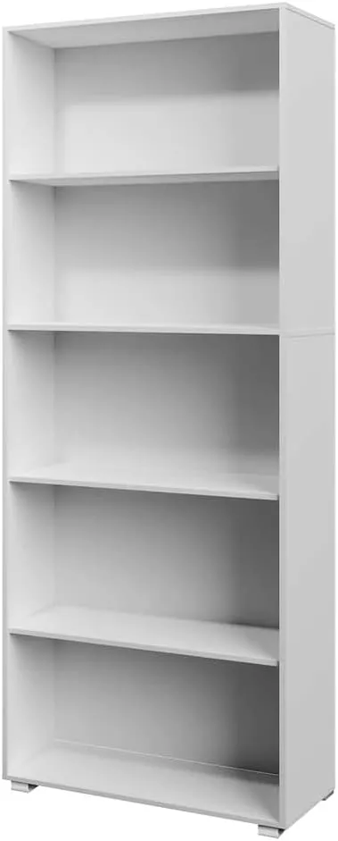 Bild von Casaria Bücherregal Vela mit 5 Fächern, 190x60x28 cm, höhenverstellbaren Böden und modernem Design in Weiß