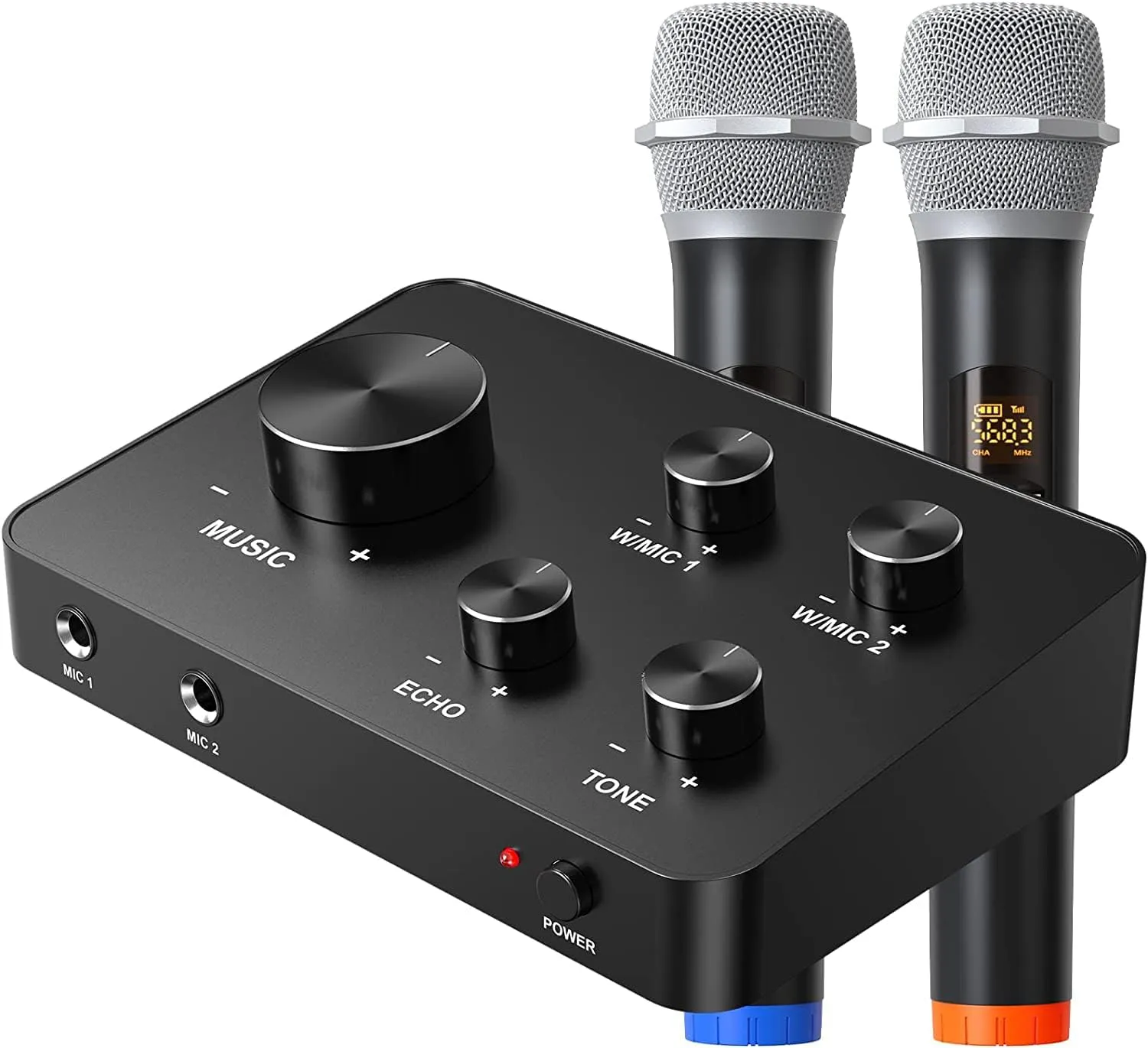 Bild von Caymuller UHF Drahtloses Mikrofon Set mit zwei dynamischen Handmikrofonen für Karaoke, Partys und Veranstaltungen bis zu 30 Meter Reichweite