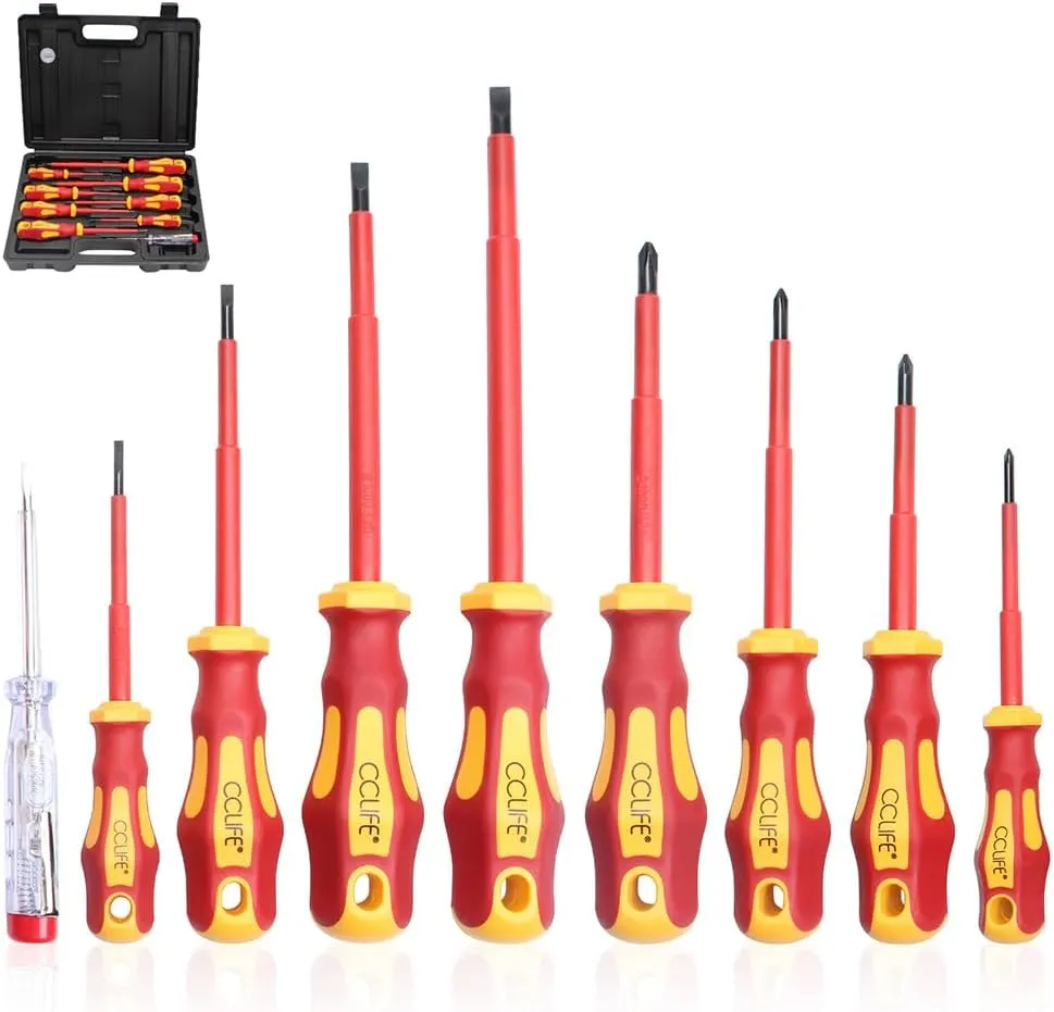Bild von CCLIFE 9-teiliges VDE Schraubendreher Set mit Isolierung und Spannungsprüfer
