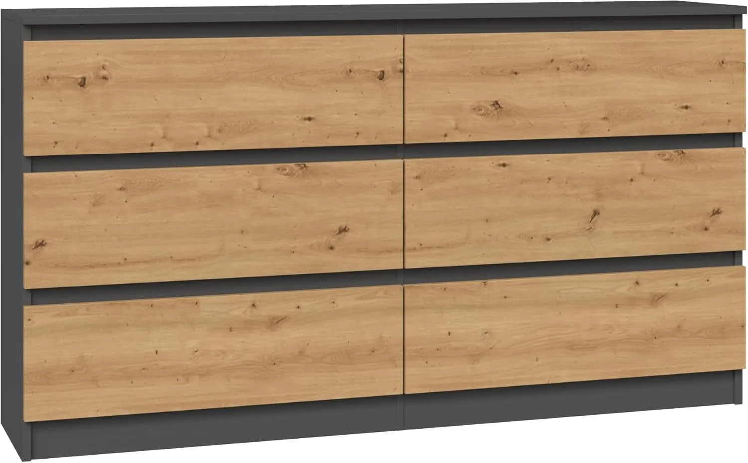 Bild von CDF Malwa M6 Kommode in Anthrazit und Eiche Artisan mit 6 Schubladen, ideal für Wohnzimmer, Schlafzimmer, Kinderzimmer und Büro