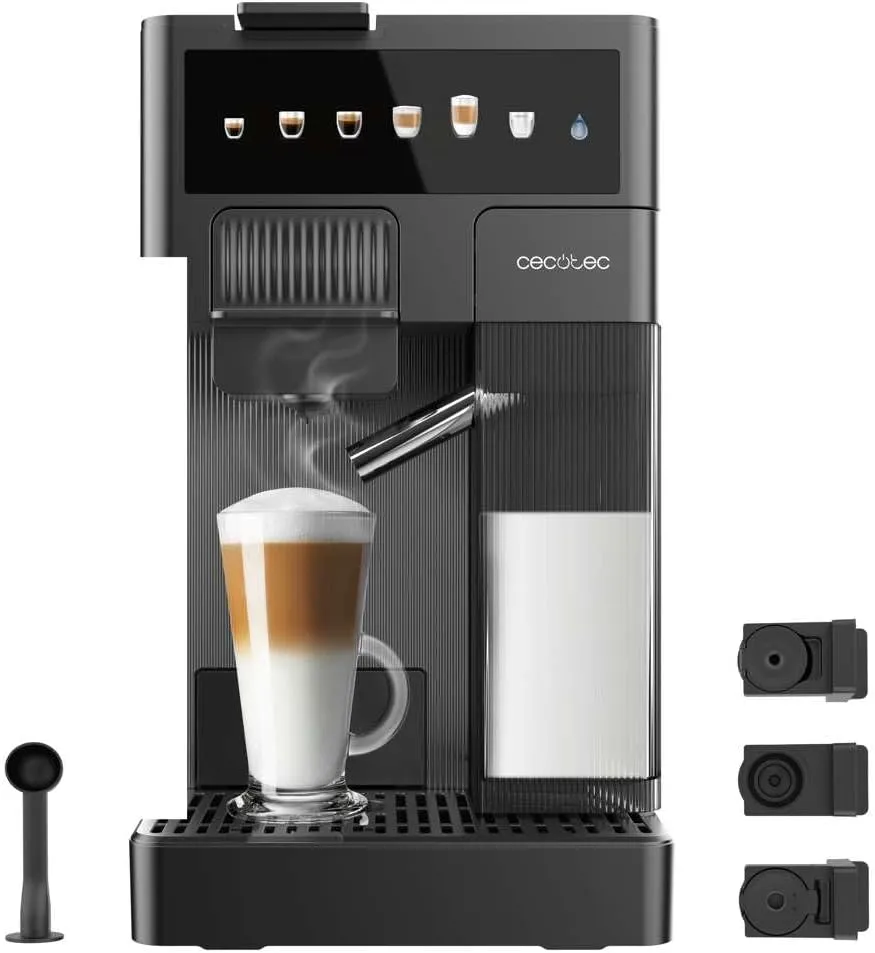 Bild von Cecotec FreeStyle Latte Espresso-Kaffeemaschine mit 1350 Watt, 20 Bar Druck, 1,6 Liter Wassertank und 400 ml Milchbehälter, kompatibel mit gemahlenem Kaffee und Kapselsystemen