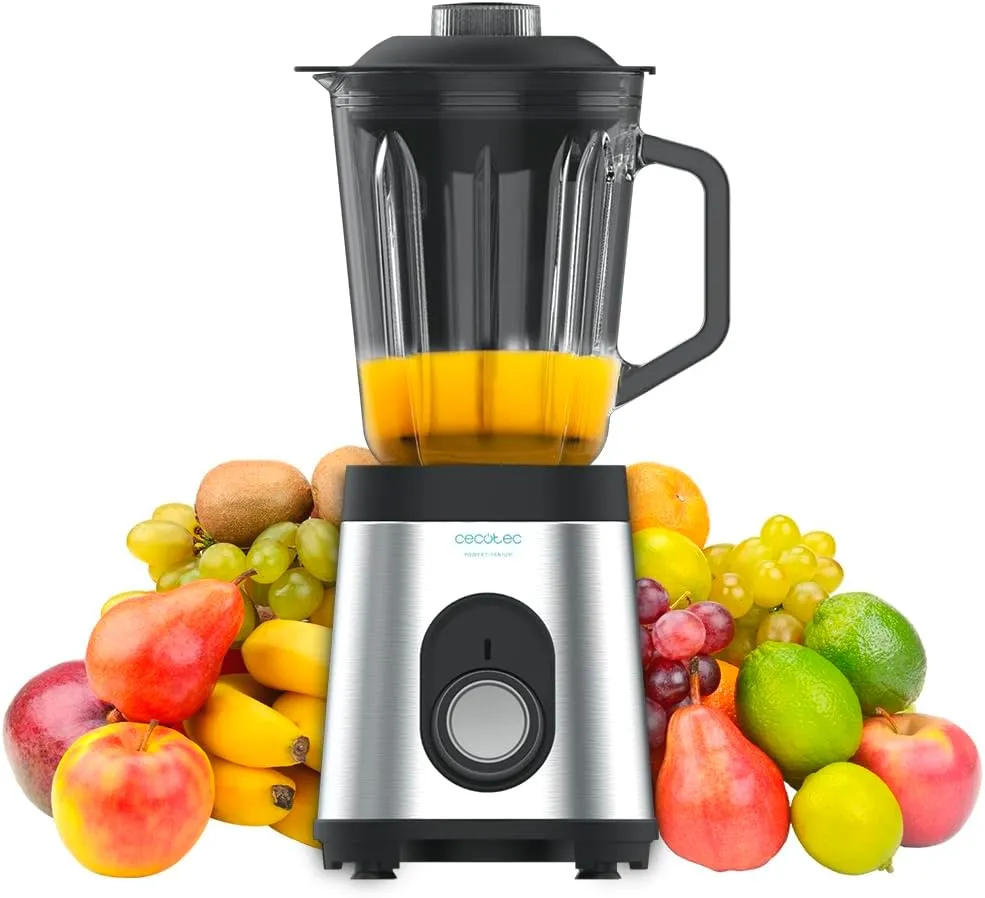 Bild von Cecotec Power Mixer 1000 mit 1,5 Liter Glaskrug, Edelstahlgehäuse und 6-fach Klingen in Schwarz Titan, 1000 Watt, 5 Geschwindigkeiten, Energieeffizienzklasse A+