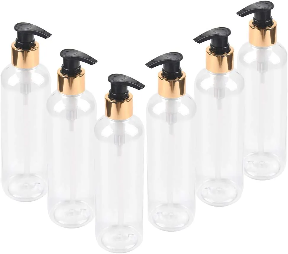 Bild von CENBEN 6er Set transparente Lotionflaschen mit 250 ml für Seife, Duschgel und Shampoo, recycelbar und ideal für Zuhause oder unterwegs