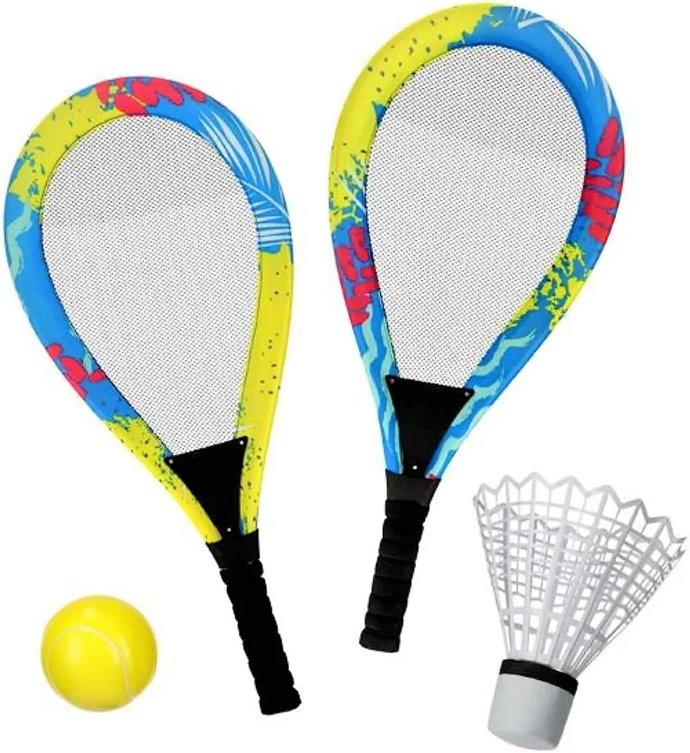 Bild von Cepewa XXL Federballspiel 55x26 cm bunt mit 2 Schlägern, 1 Softball und 1 Federball für Outdooraktivitäten