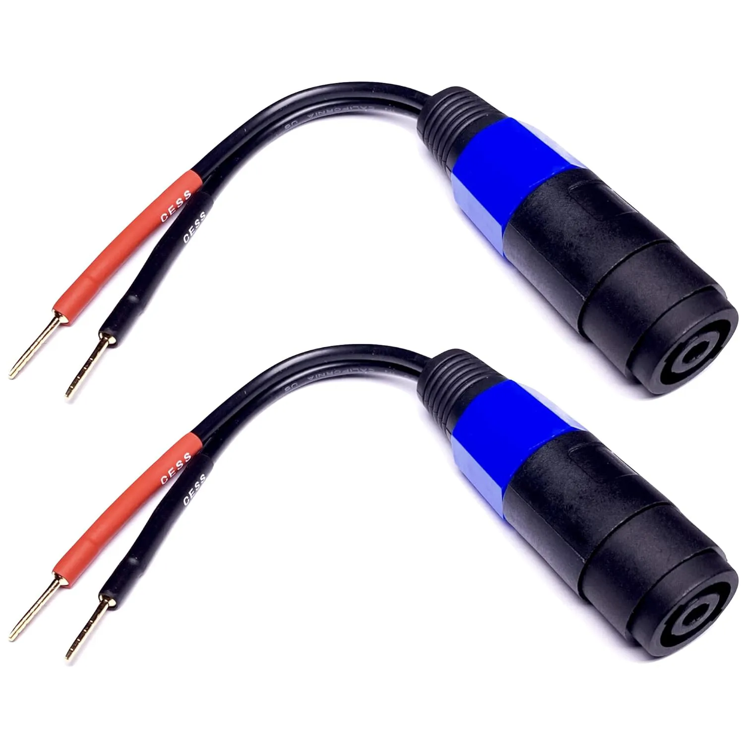 Bild von CESS-170 Bananenstecker auf Speakon Adapterkabel 2 mm mit 12 AWG Silikon Draht, 2 Stück