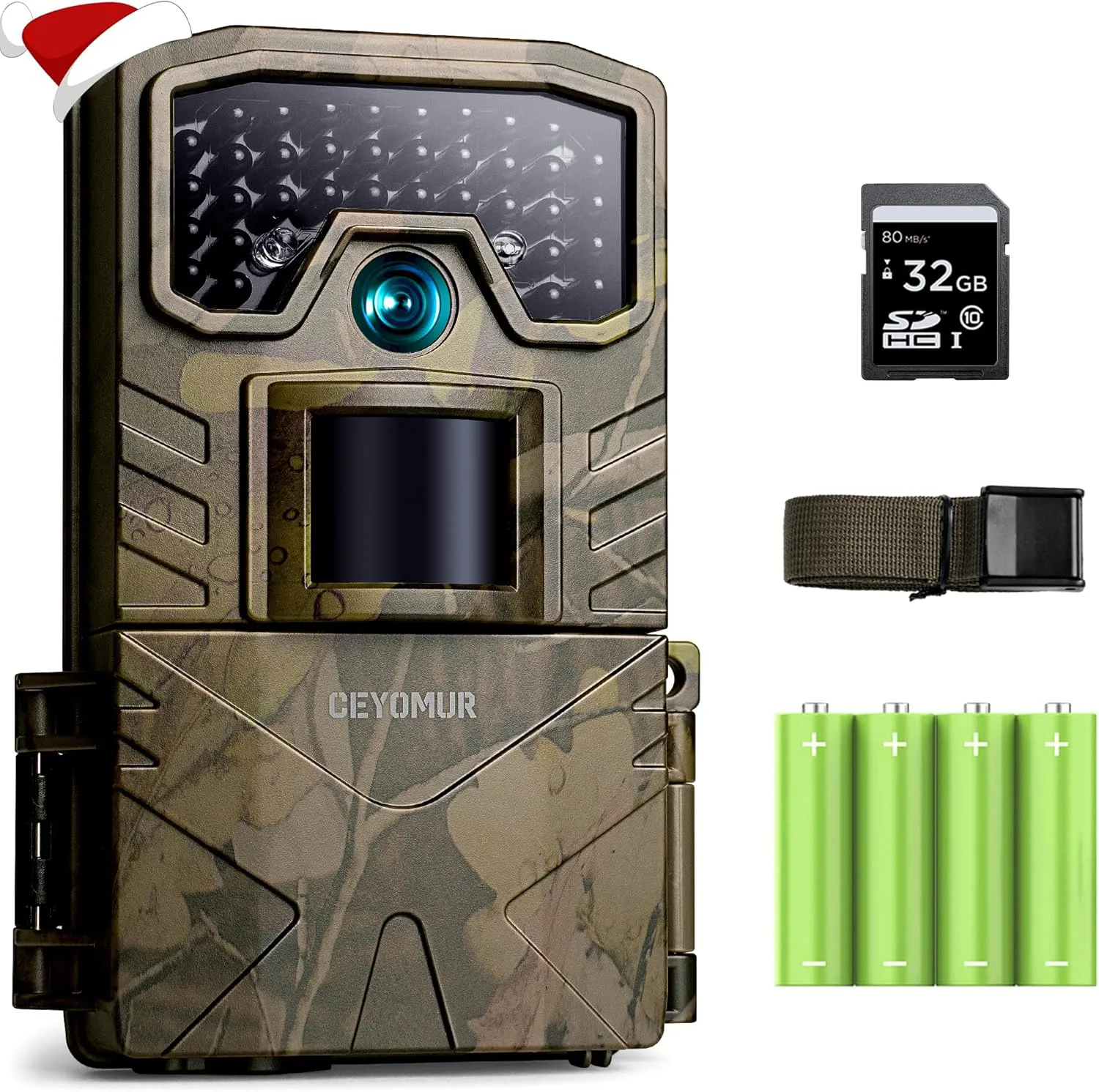 Bild von CEYOMUR Wildkamera mit 2K HD Auflösung und Nachtsicht, 2 Zoll LCD-Bildschirm und 32 GB Speicherkarte, wasserdicht nach IP66