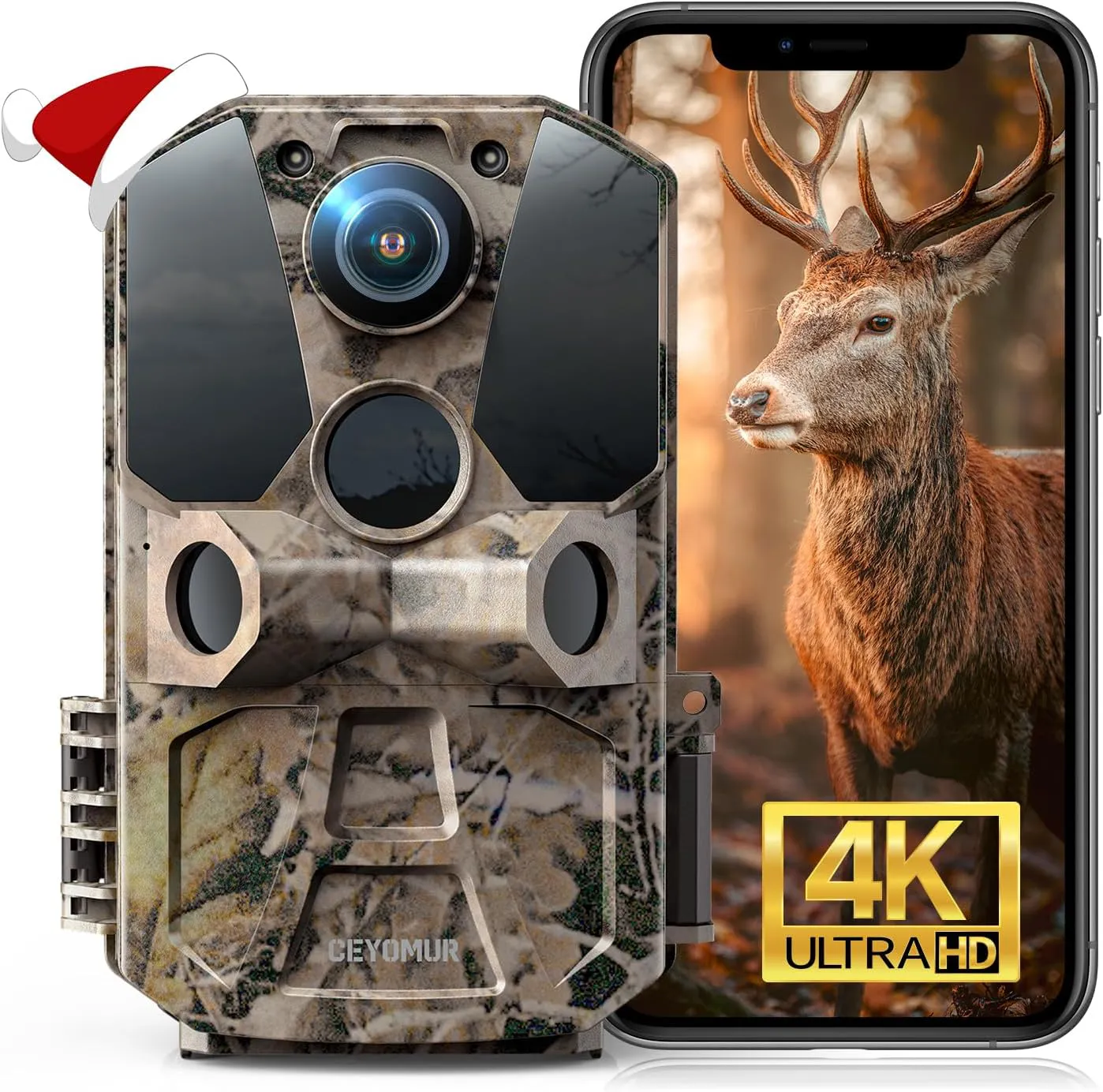 Bild von CEYOMUR Wildkamera mit 40MP und 4K Video, WLAN, Nachtsicht, 120° Erfassungswinkel und IP66 wasserdicht für die Tierüberwachung