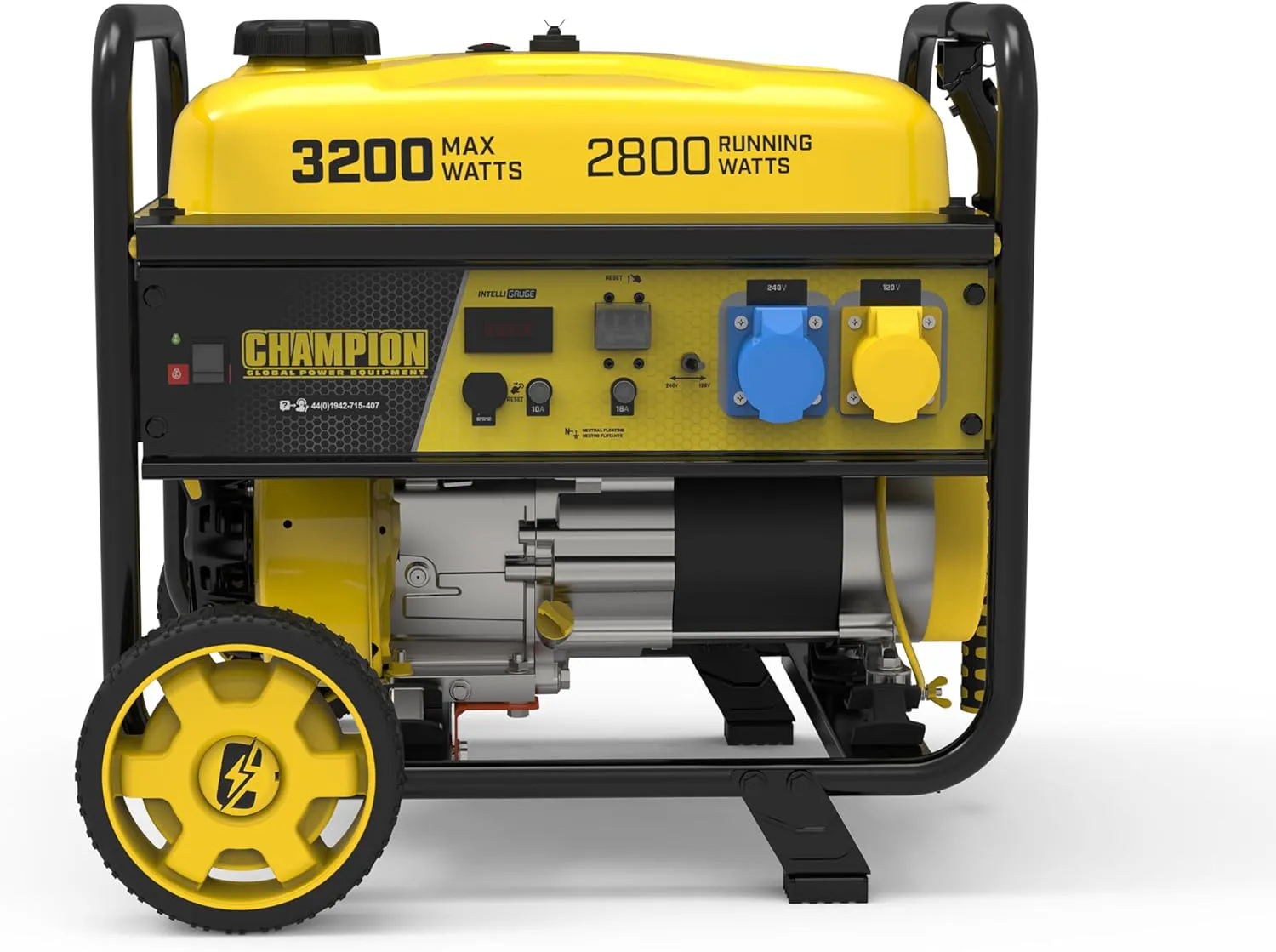 Bild von Champion Power Equipment 3200 Watt Benzin Stromgenerator mit 17.8 Liter Tankvolumen, tragbar und AVR Technologie, ausgestattet mit 16A 120V und 230V Steckdosen