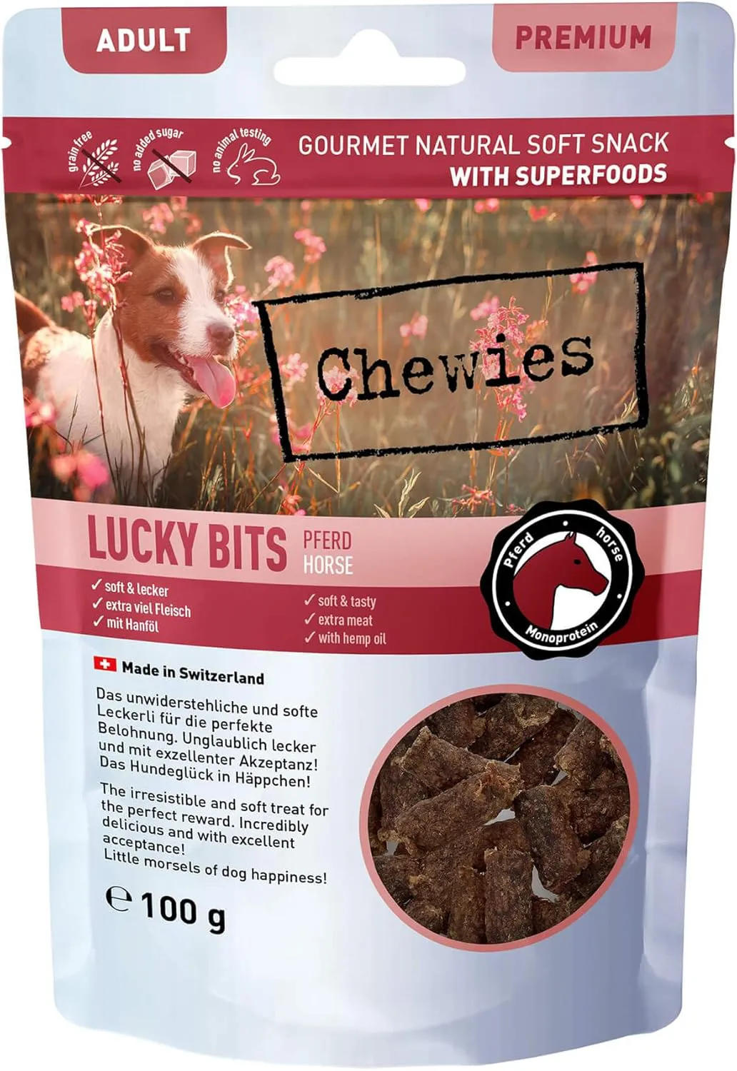 Bild von Chewies Lucky Bits Hundeleckerli für Erwachsene mit viel Protein und Superfoods, getreidefrei und zuckerfrei, 100 g