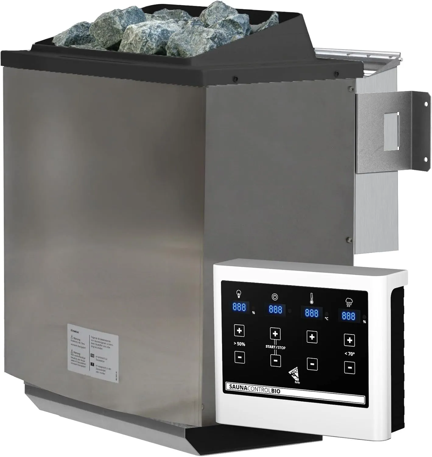 Bild von Chillroi Saunaofen mit Steuerung und Heizsteinen in 3,6 kW, 4,5 kW oder 9 kW, 9 kW mit Biobetrieb und Außensteuerung
